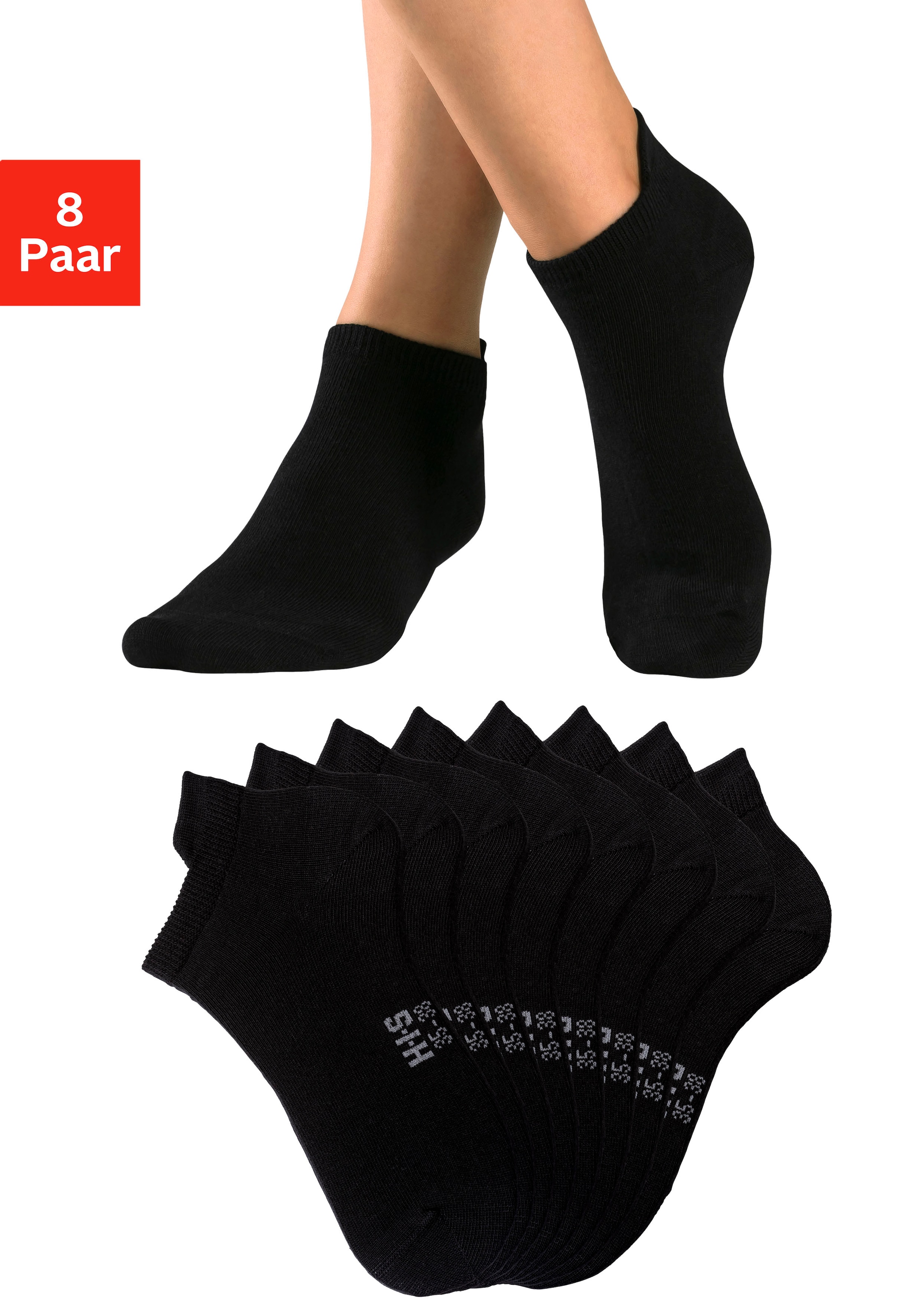 H.I.S Sneakersocken Packung, 8 Stk. tlg. mit verlängertem Bündchen hinten