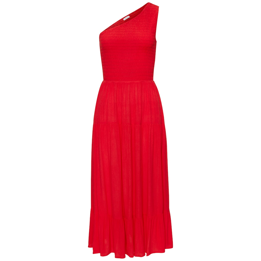 Buffalo One-Shoulder-Kleid, mit Volants, strukturiertes Strandkleid, sommerlich