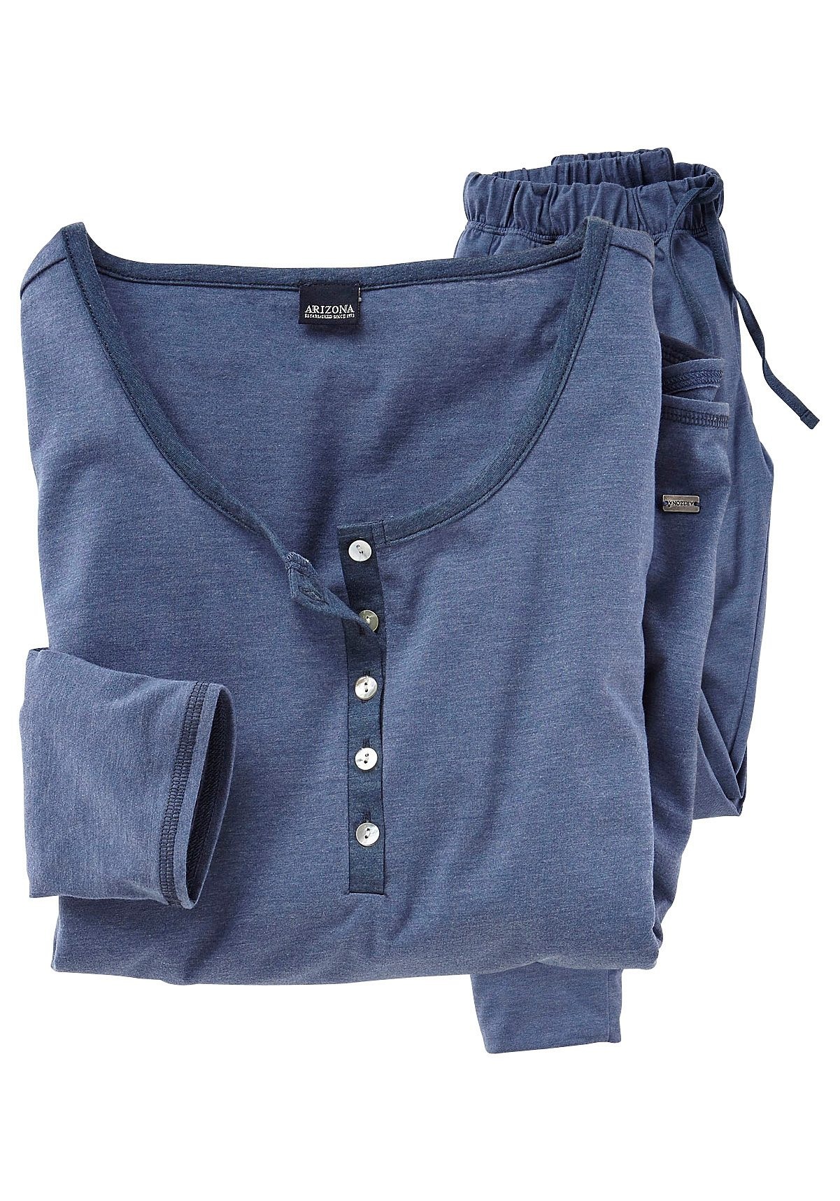 Arizona Pyjama Set, 2 tlg. in melierter Qualität mit Knopfleiste