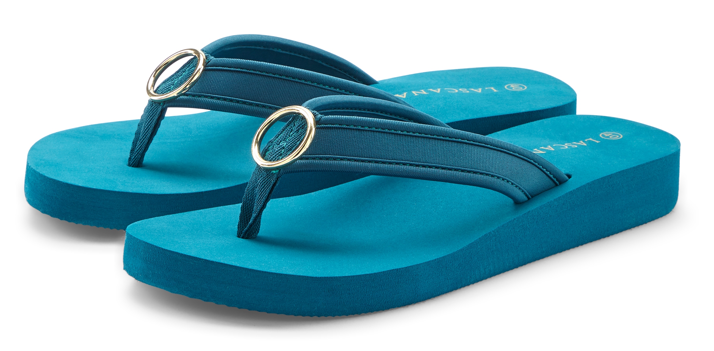 LASCANA Badezehentrenner, Sandale, Pantolette, Badeschuh mit Ringapplikation "Italy" VEGAN
