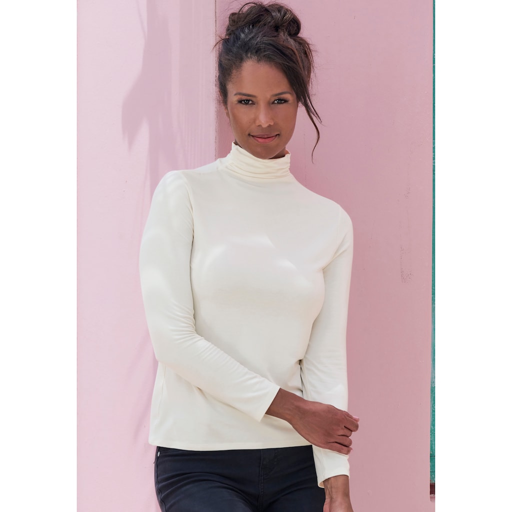 LASCANA Stehkragenshirt »aus weichem Viskose-Stretch«, (2er-Pack)