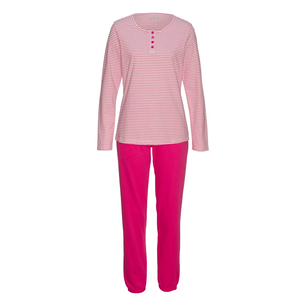 Vivance Dreams Pyjama, (Set, 2 tlg.), mit garngefärbten Streifen