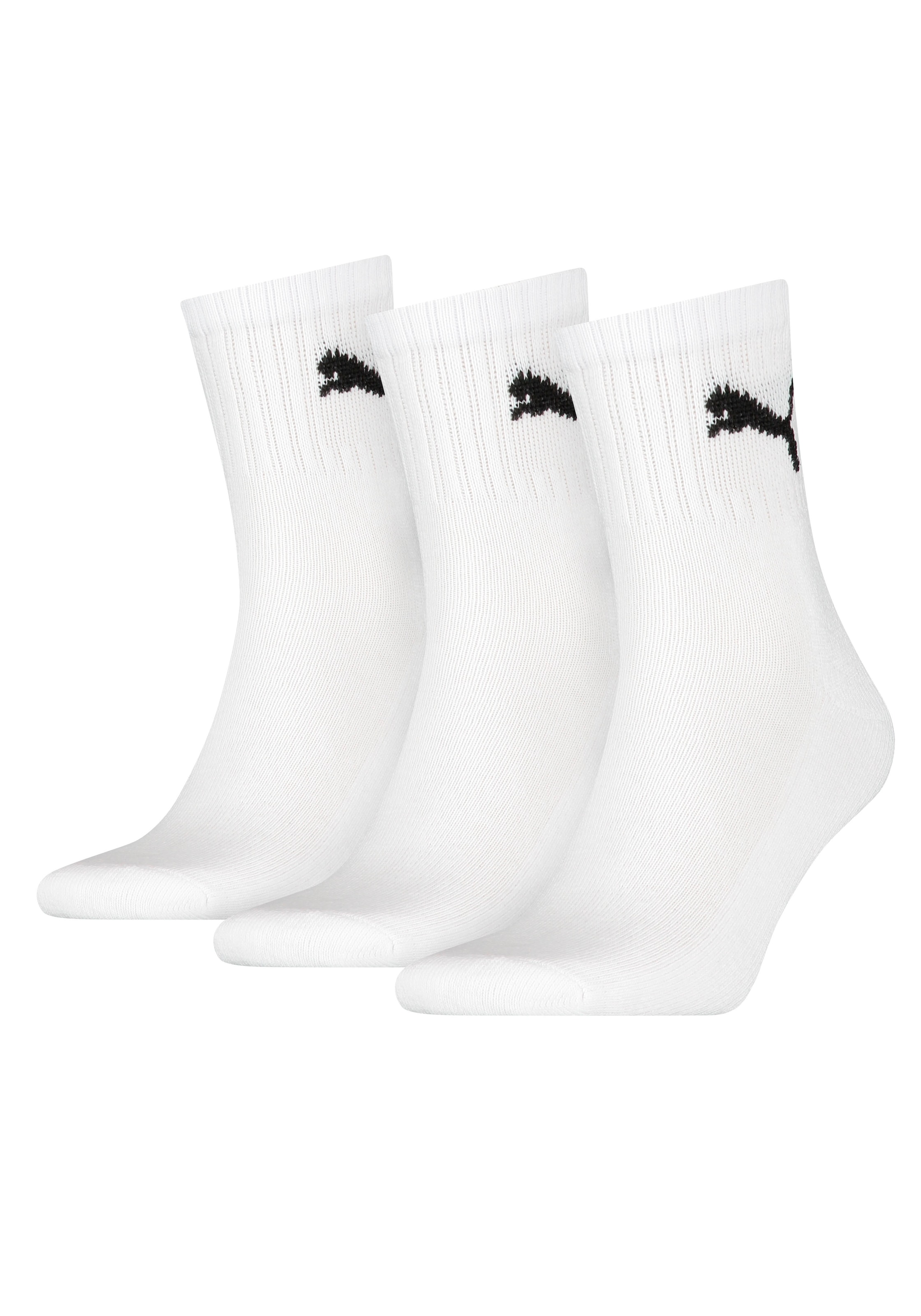 PUMA Sportsocken »short crew« 3 Stk. tlg. gepolsterte Frottee-Sohle, atmungsaktiv