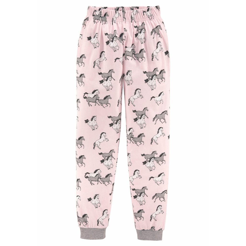petite fleur Pyjama, (2 tlg., 1 Stück), Schlafanzug in langer Form mit Pferde Print