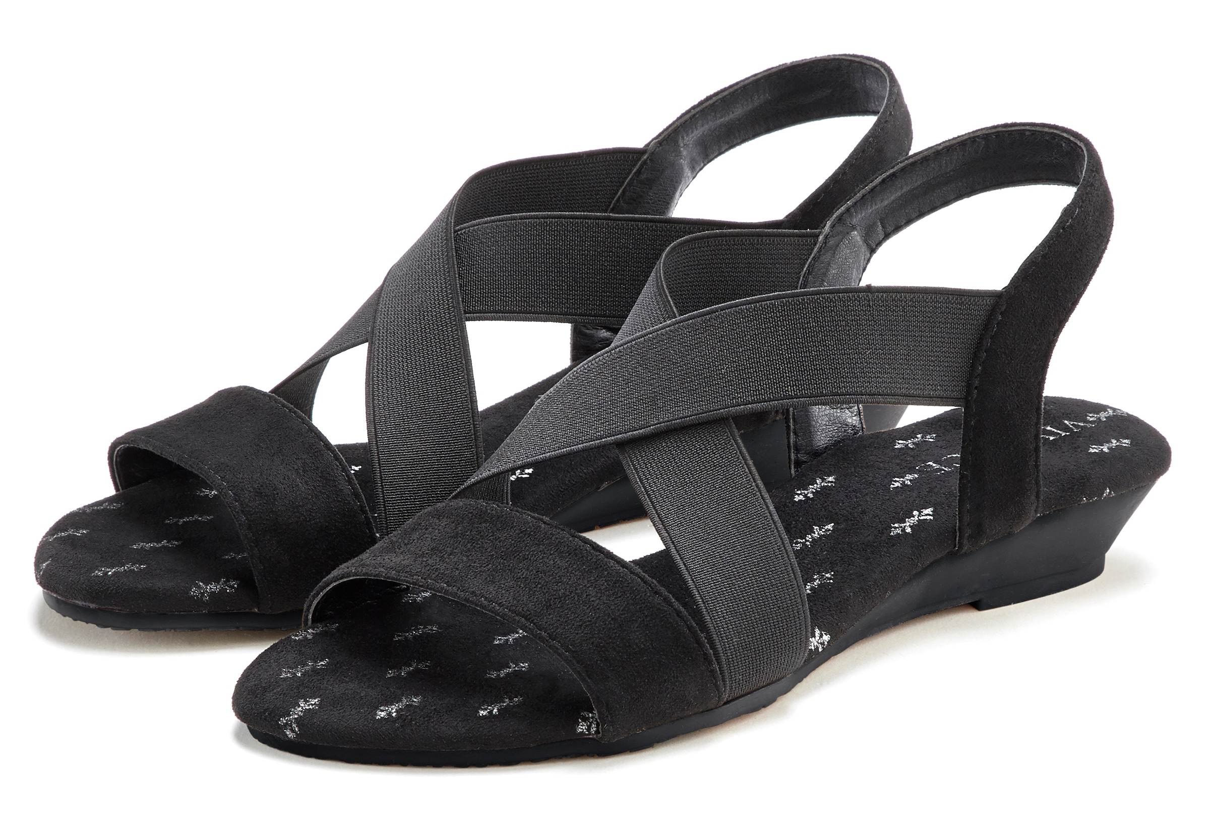 Vivance Sandalette »Sommerschuh«, Sandale, Sommerschuh mit elastischen Riemchen und Keilabsatz VEGAN