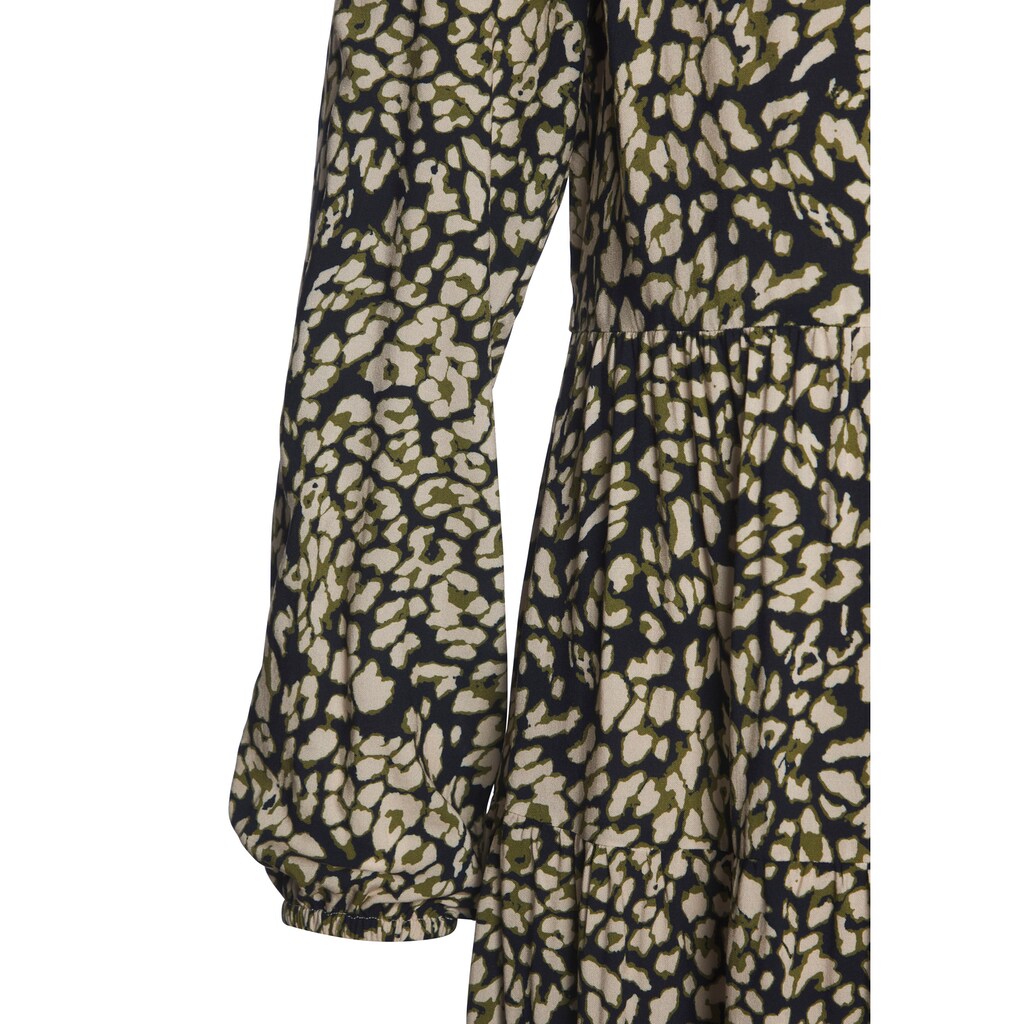 LASCANA Maxikleid, mit Leoprint und Volants, Volantkleid