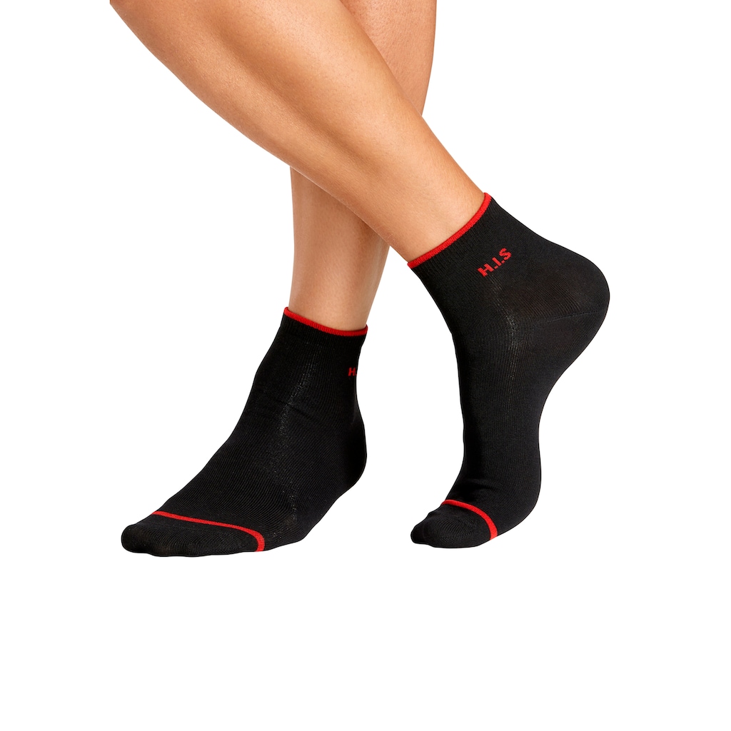 H.I.S Kurzsocken, (Packung, 7 Paar), mit farbigen Bündchen