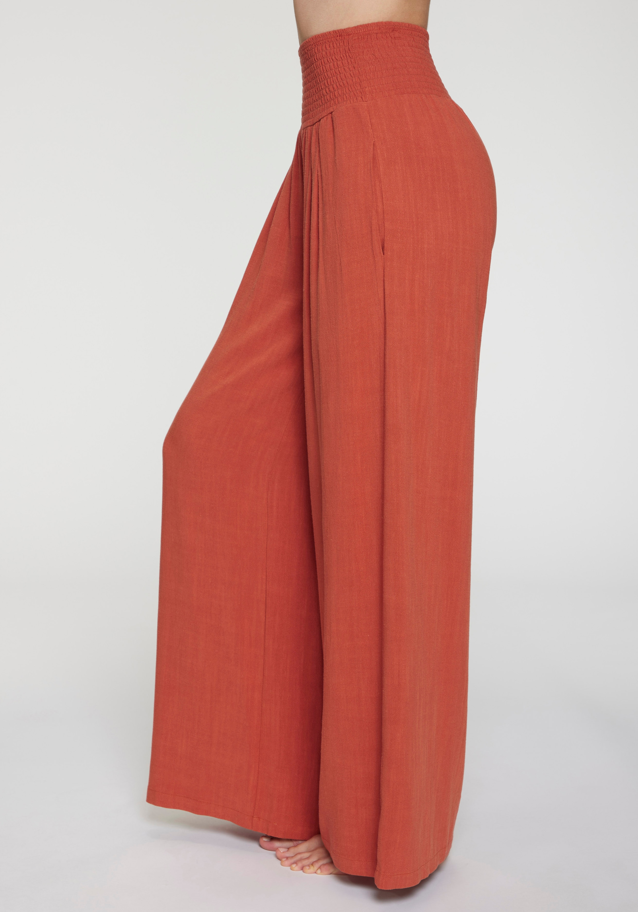 French Connection Leinenhose  mit gerafftem Bund, weite Palazzohose für den Sommer