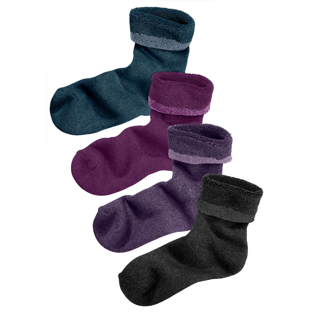 Lavana Kuschelsocken, (Packung, 4 Paar), mit Innenfrottee