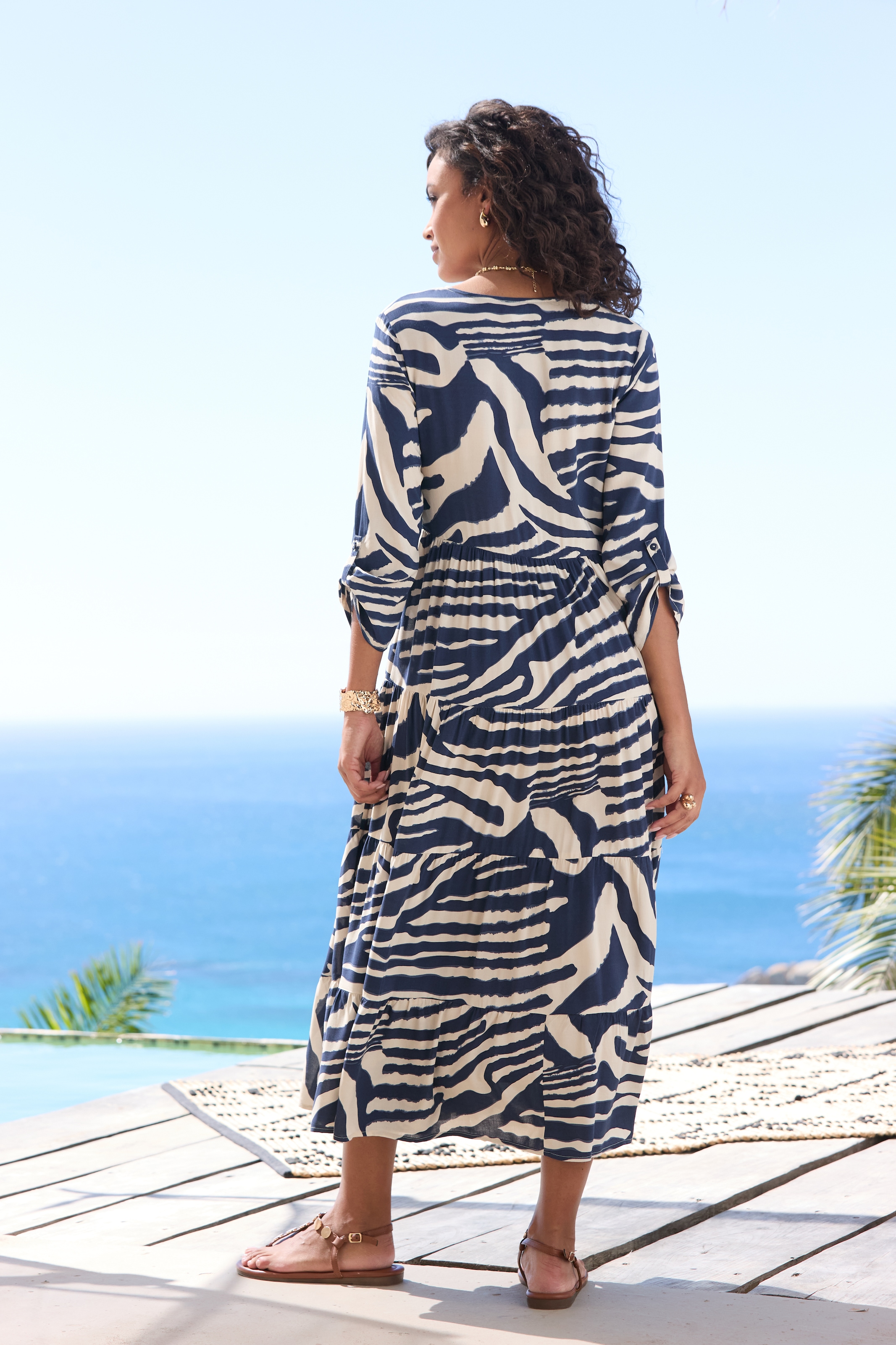 LASCANA Maxikleid mit Animalprint und Knopfleiste, Sommerkleid, Strandkleid