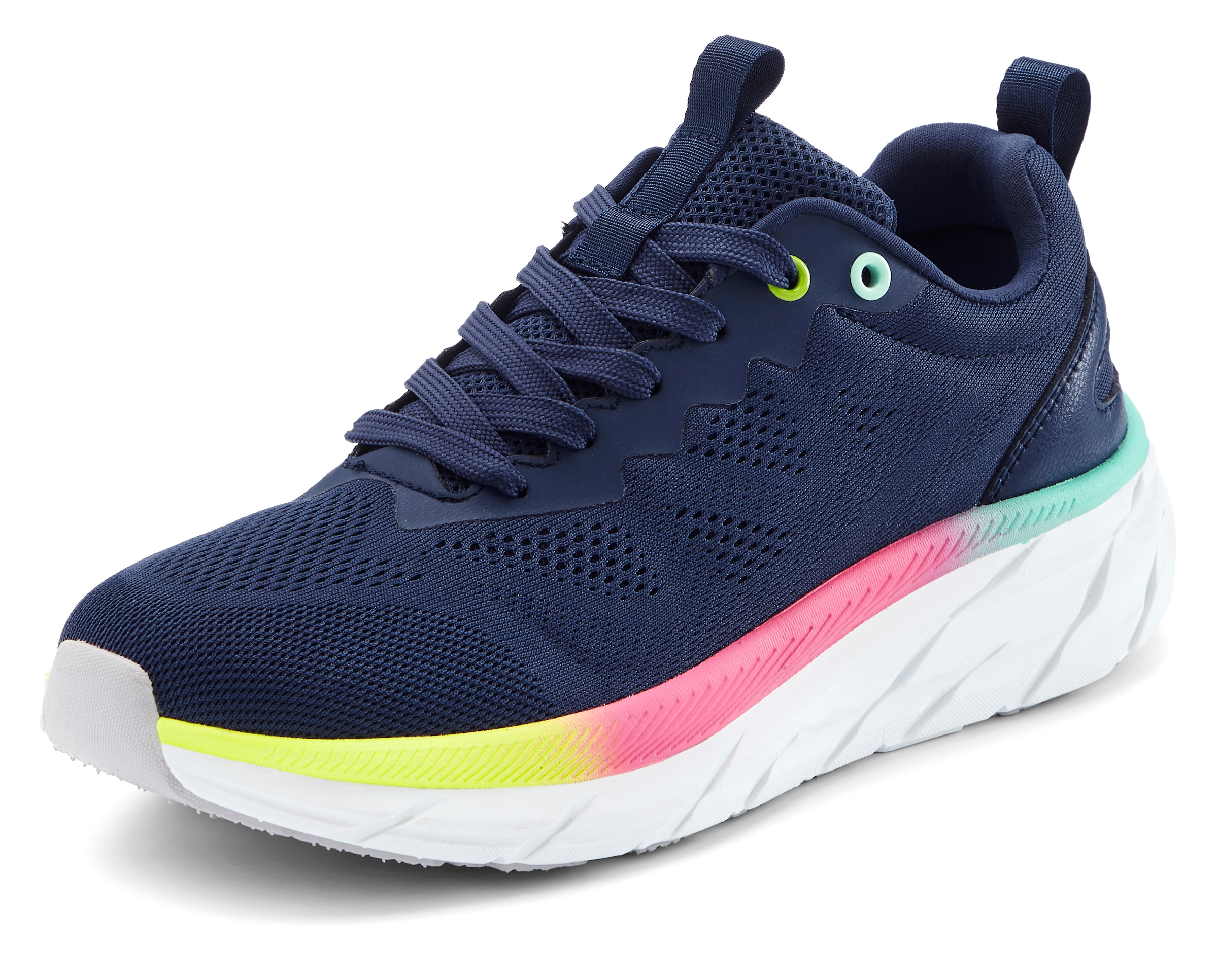 LASCANA Sneaker »Halbschuh, Turnschuh, Freizeitschuh,«  NEU mit modischen Farbdetails, Chunky Sohle & Mesh-Optik VEGAN