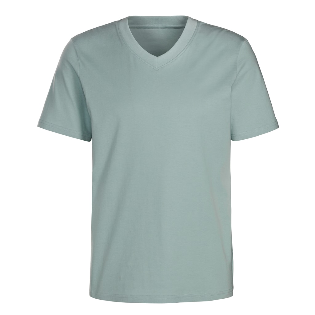 KangaROOS T-Shirt »Regular Fit,«, (2er-Pack), Freizeitshirt mit Kurzarm, V-Ausschnitt aus reine Baumwolle