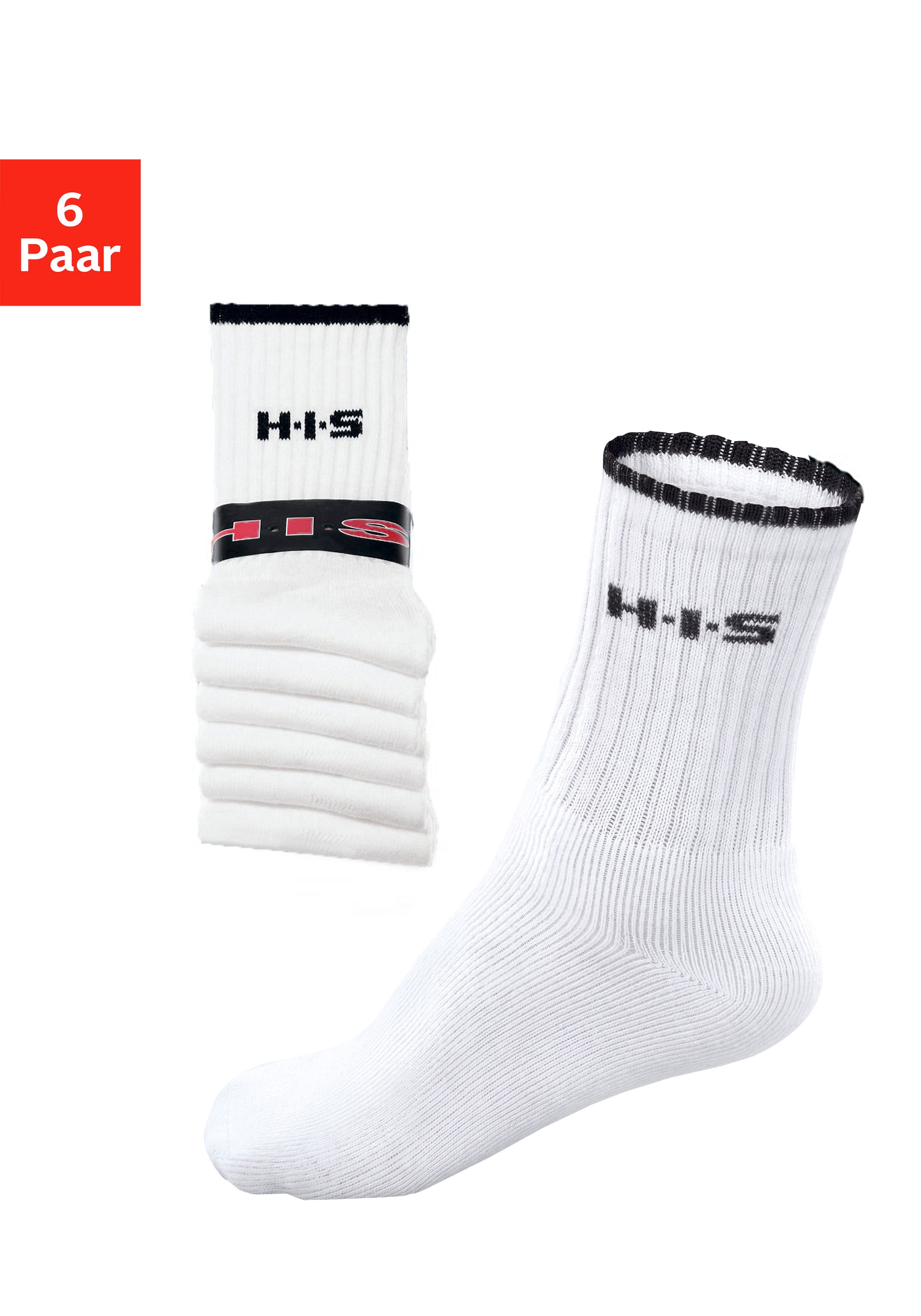 H.I.S Sportsocken Packung, 6 Stk. tlg. mit Frottee & verstärkten Belastungszonen