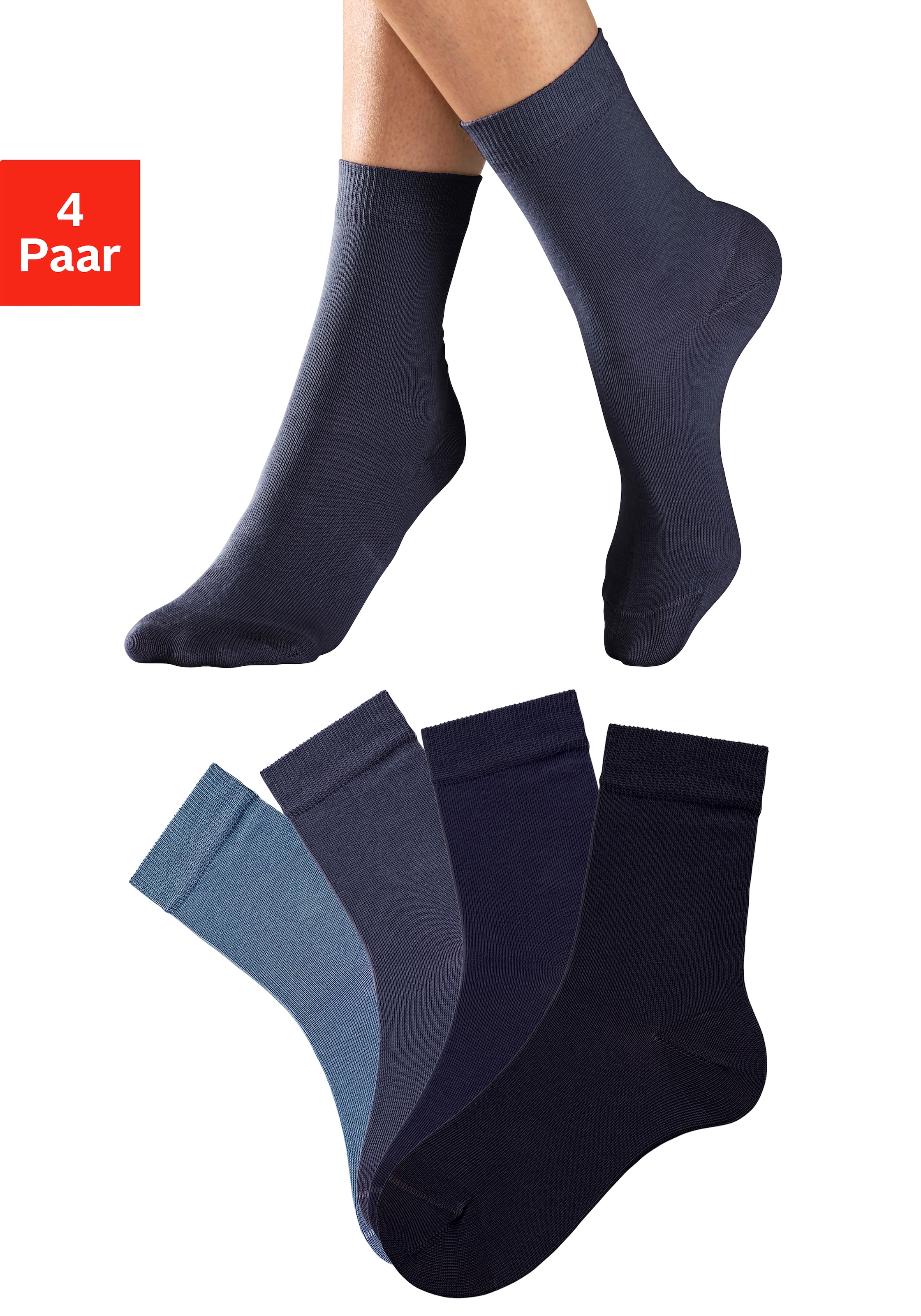 H.I.S Socken Packung, 4 Stk. tlg. in unterschiedlichen Farbzusammenstellungen