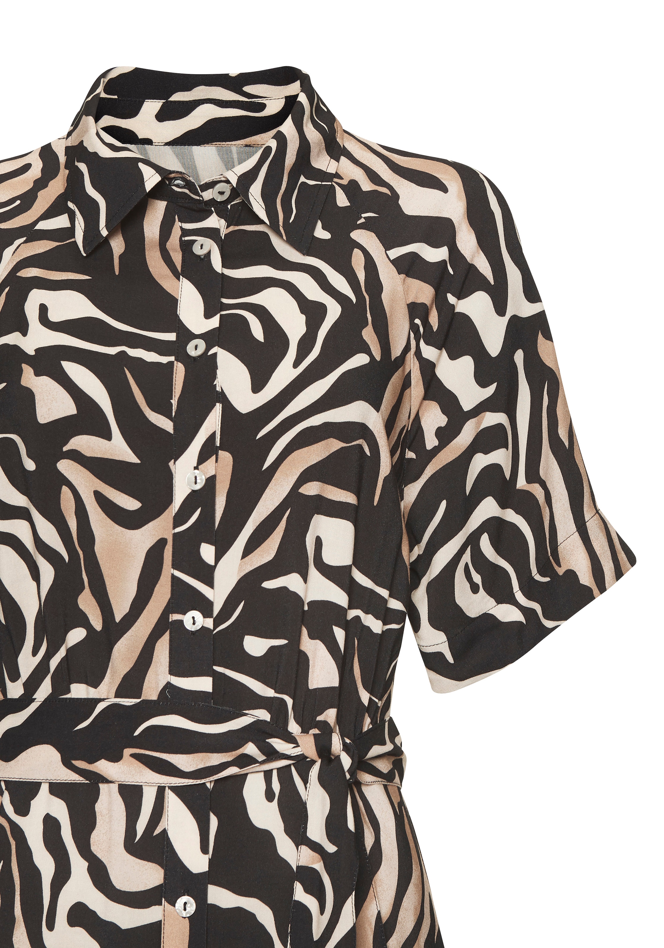 Vivance Hemdblusenkleid mit Bindegürtel,  Ohne Taschen kleiner Blusenkragen und Sommerlicher Alloverduck