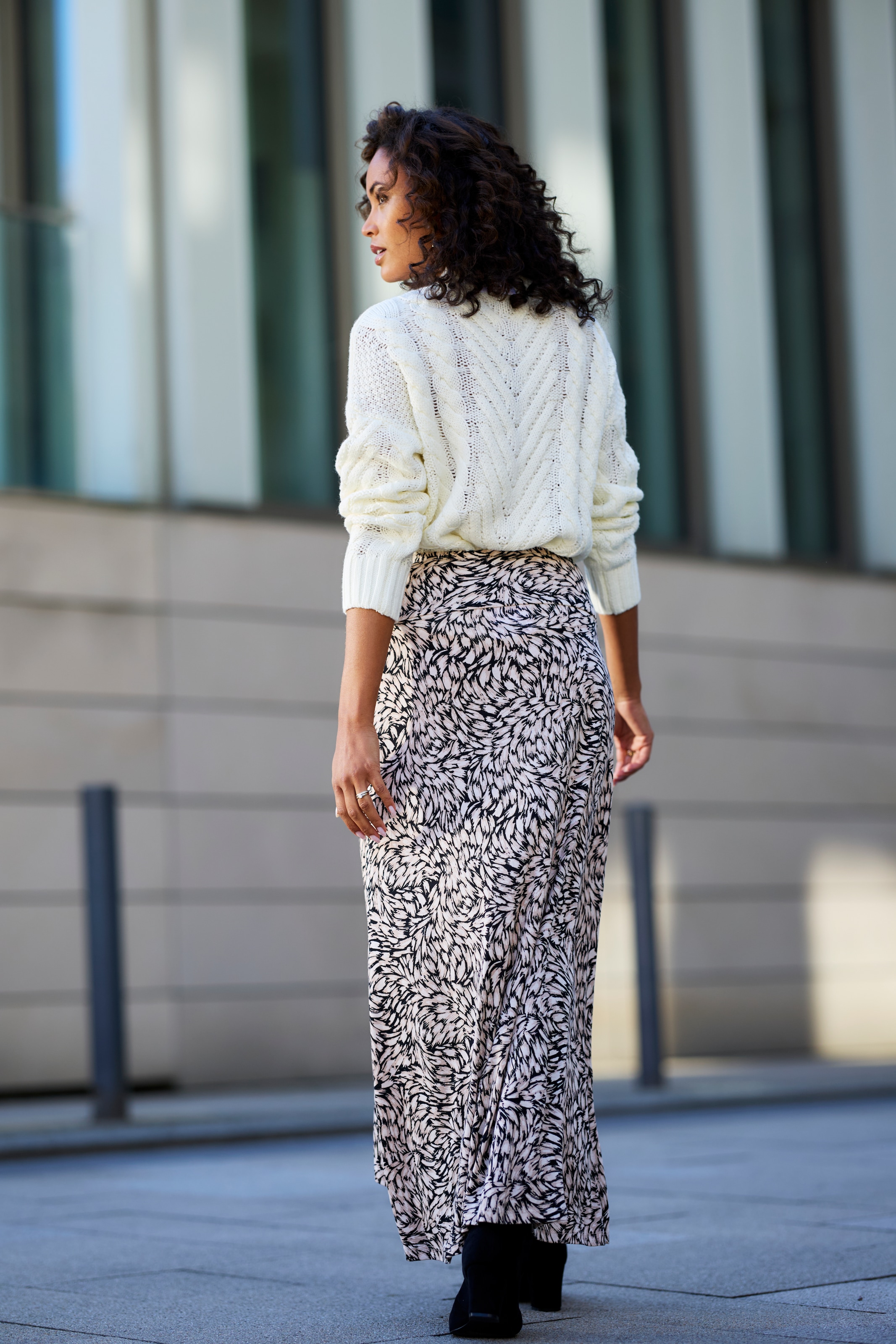 Buffalo Jupe en jersey mit Alloverprint, sommerlicher Maxirock in Wickeloptik