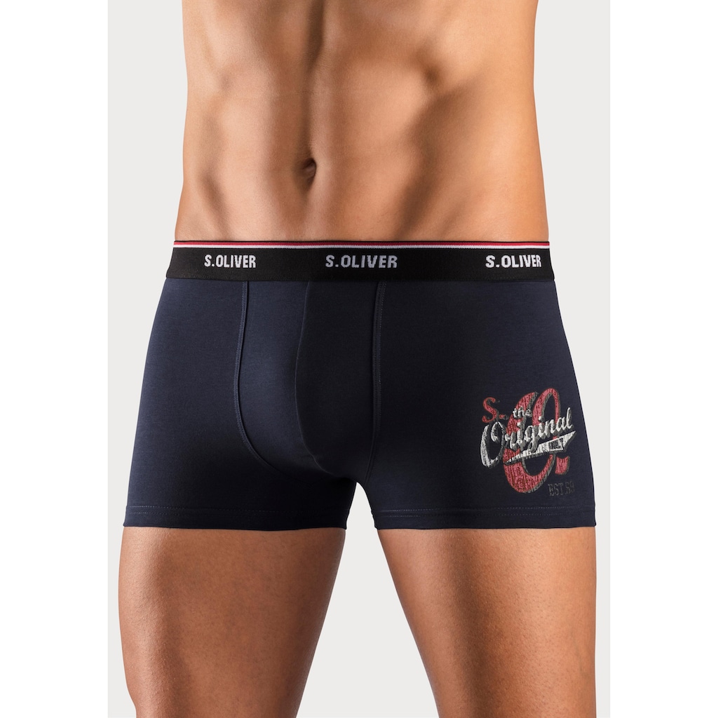 s.Oliver Boxer »Boxershorts für Herren«, (Packung, 3 St.), mit Print auf dem Bein