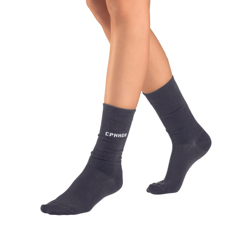 Copenhagen Studios Basicsocken, (Packung, 3 Paar), mit Rippstruktur und Stickerei