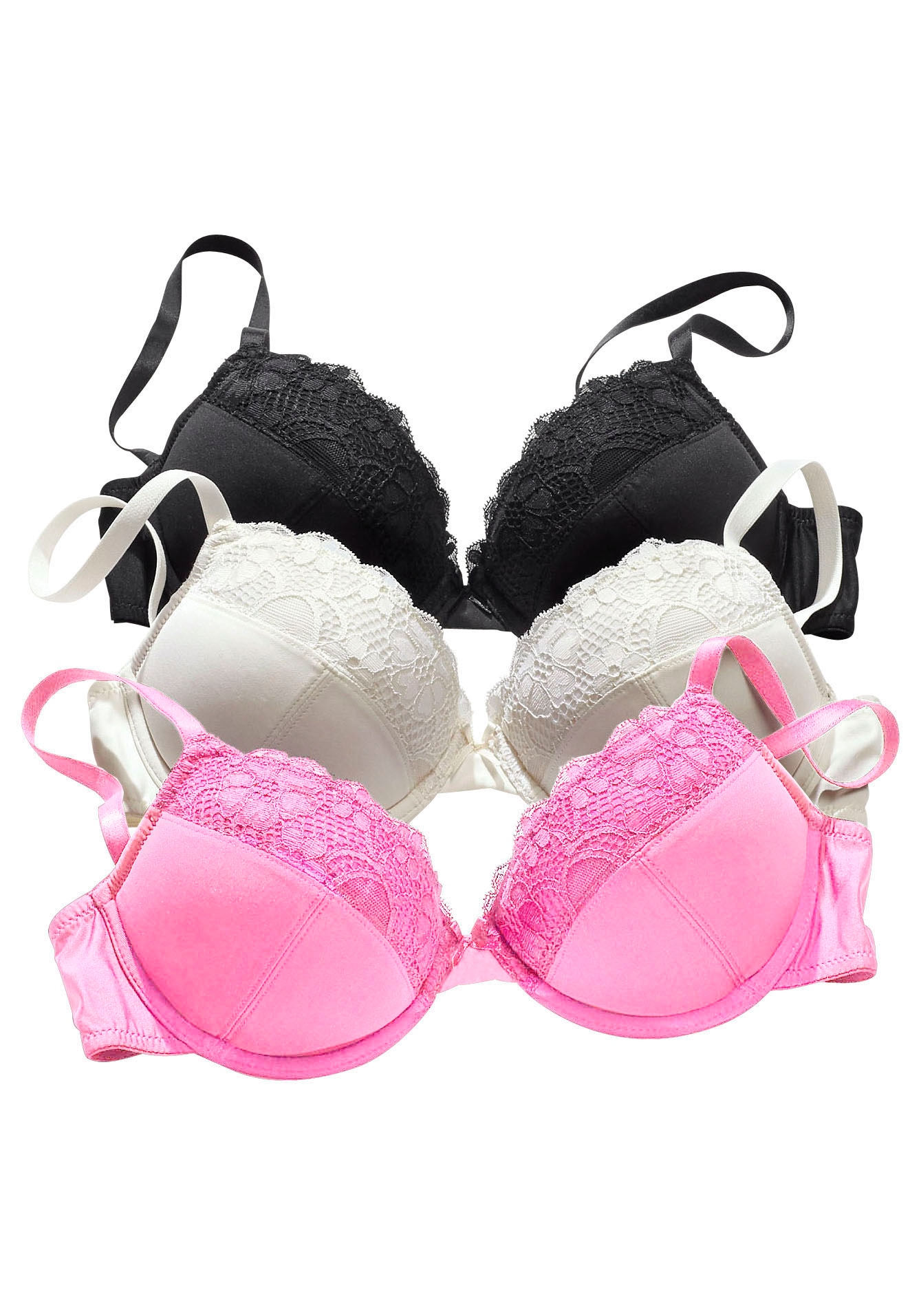 petite fleur Push-up-BH Packung, 3 Stück, mit Bügel im attraktiven Multipack, Dessous