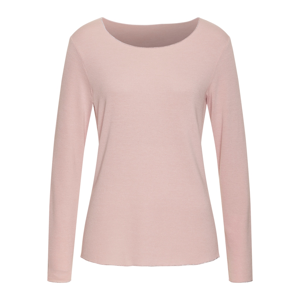 LASCANA Langarmshirt »mit feiner Glitzereinfassung«, aus weichem Viskose-Feinstrick