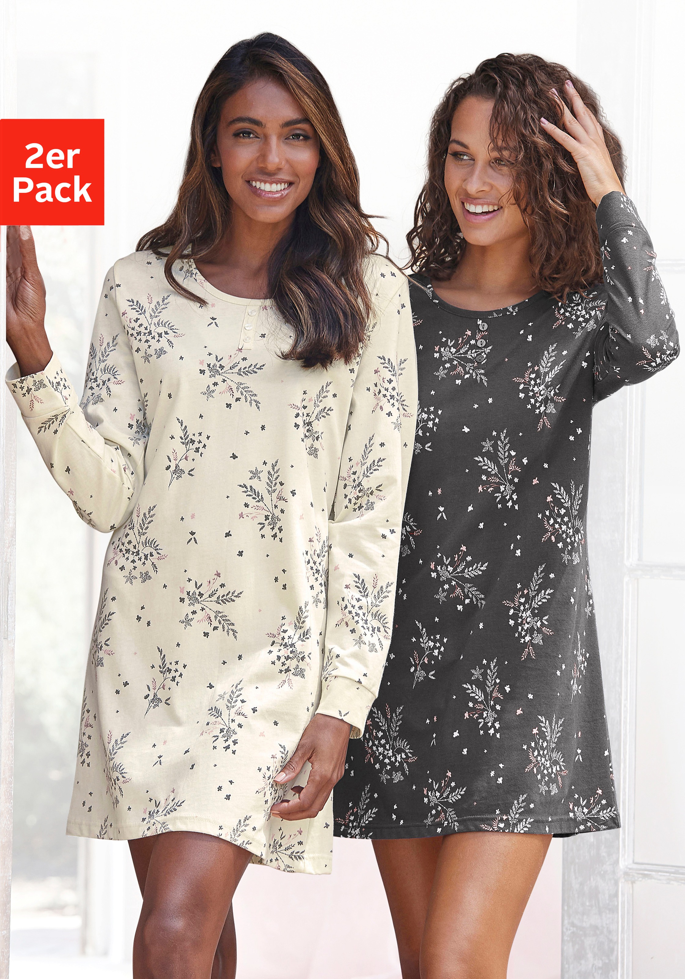 Vivance Dreams Nachthemd 2er-Pack, mit feinem Blumenprint