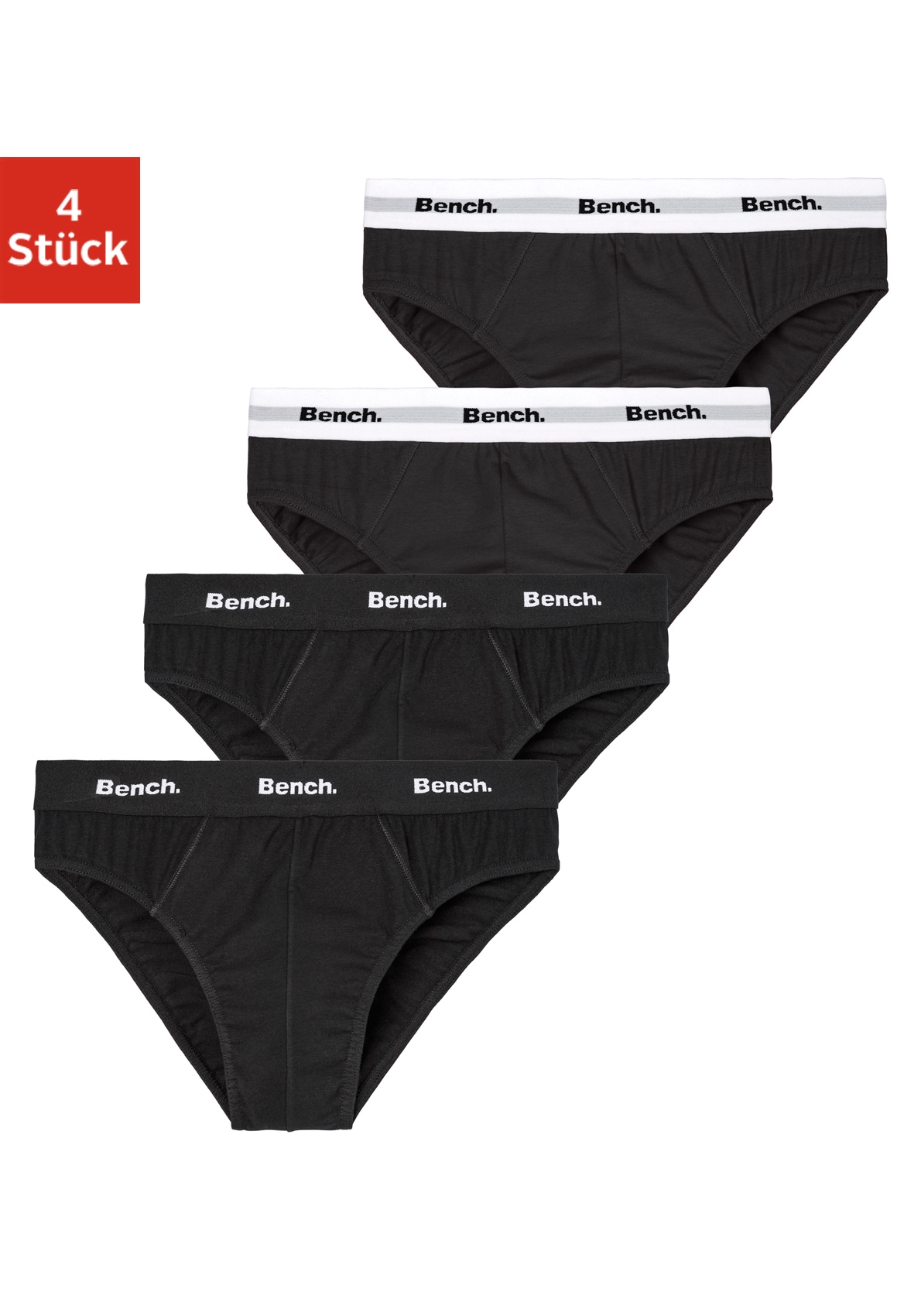 Bench. Slip Packung, 4 Stk. mit kontrastfarbigem Webbündchen
