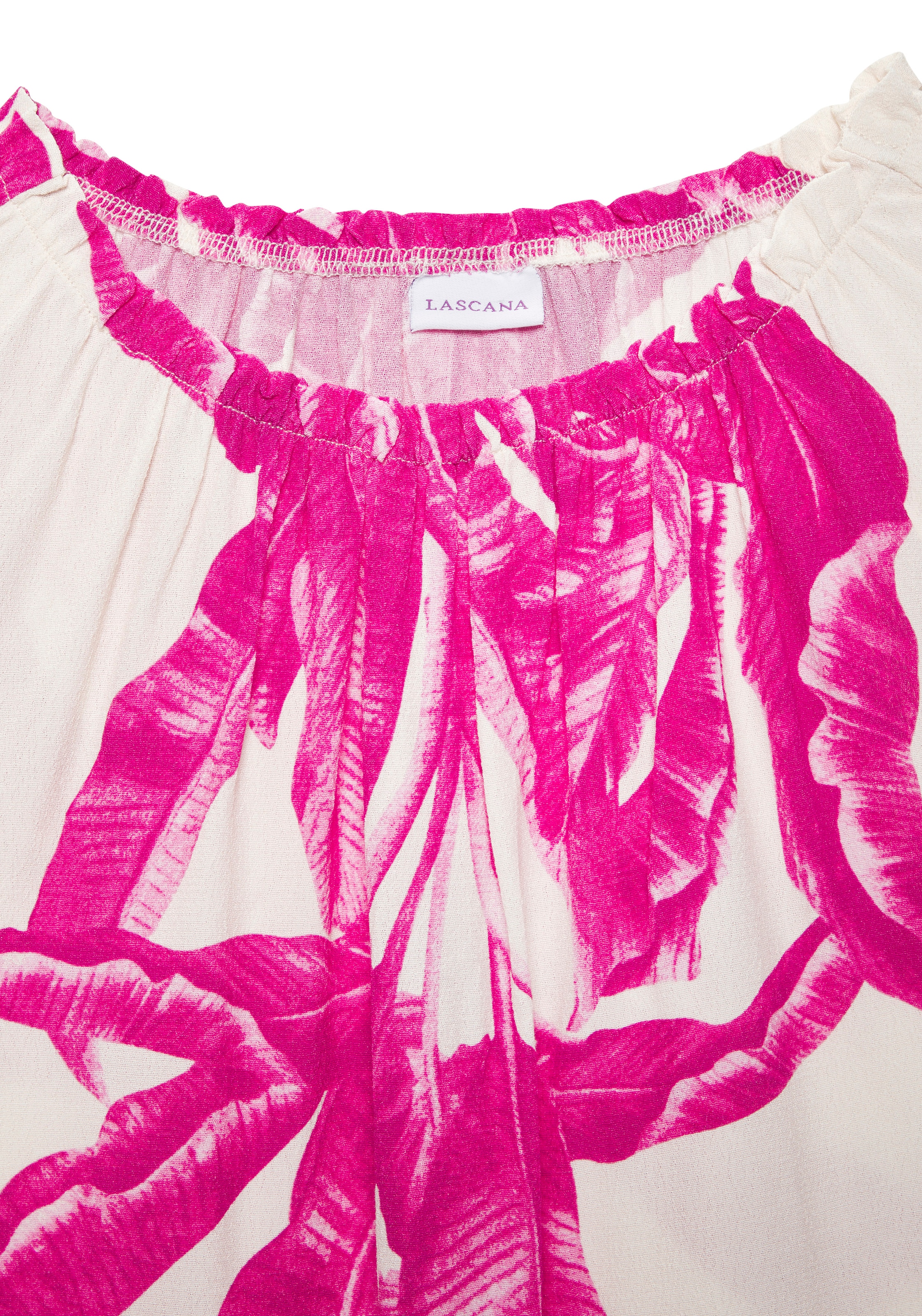 LASCANA Druckkleid »mit sommerlichem Allover-Print aus Webware« Ohne Taschen modisches Sommerkleid, lockere Strandkleid, Kleid in lockerer Form