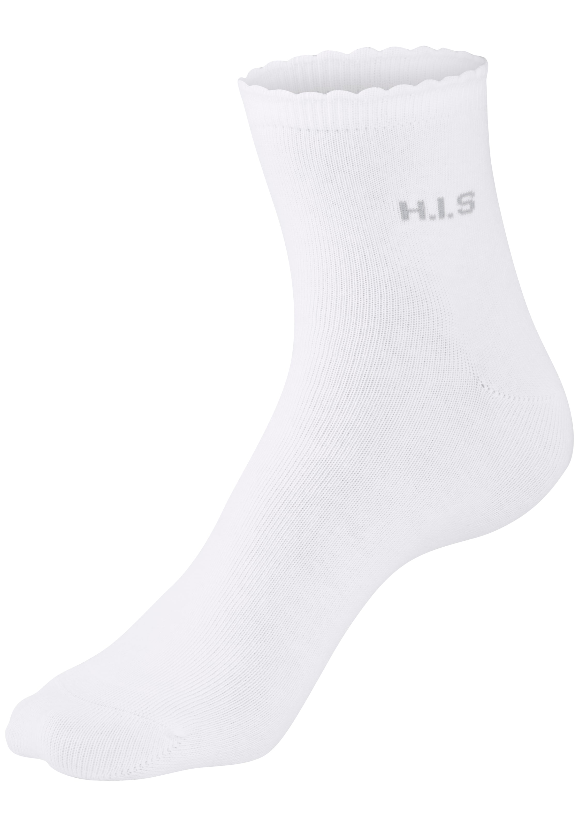 H.I.S Kurzsocken »Damen uni und meliert für die ganze Woche« Packung, 7 Paar tlg. mit gewelltem Bündchen