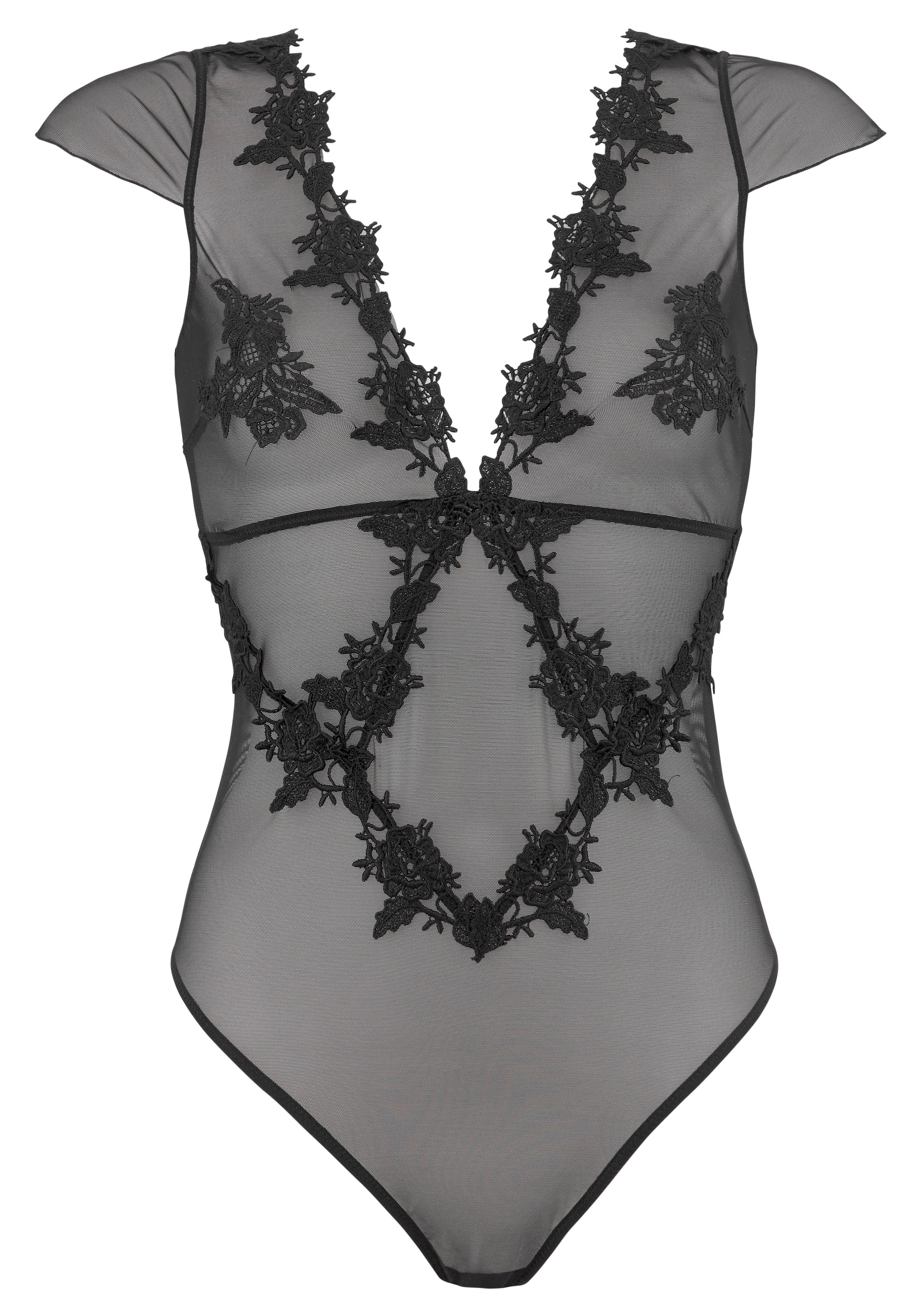 LASCANA Stringbody, in dezent transparenter Optik mit Stickereispitze, sexy Dessous