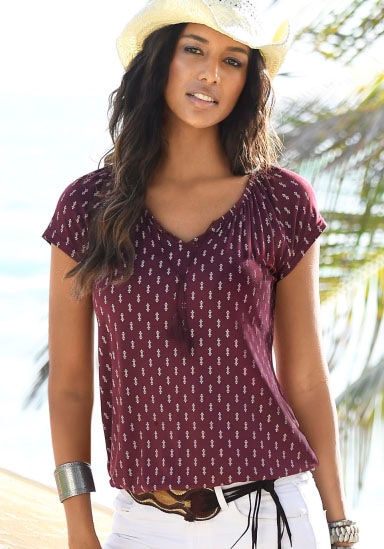 Vivance Kurzarmshirt »mit leicht gerafftem Ausschnitt«, (2er-Pack), aus weichem Viskose-Stretch