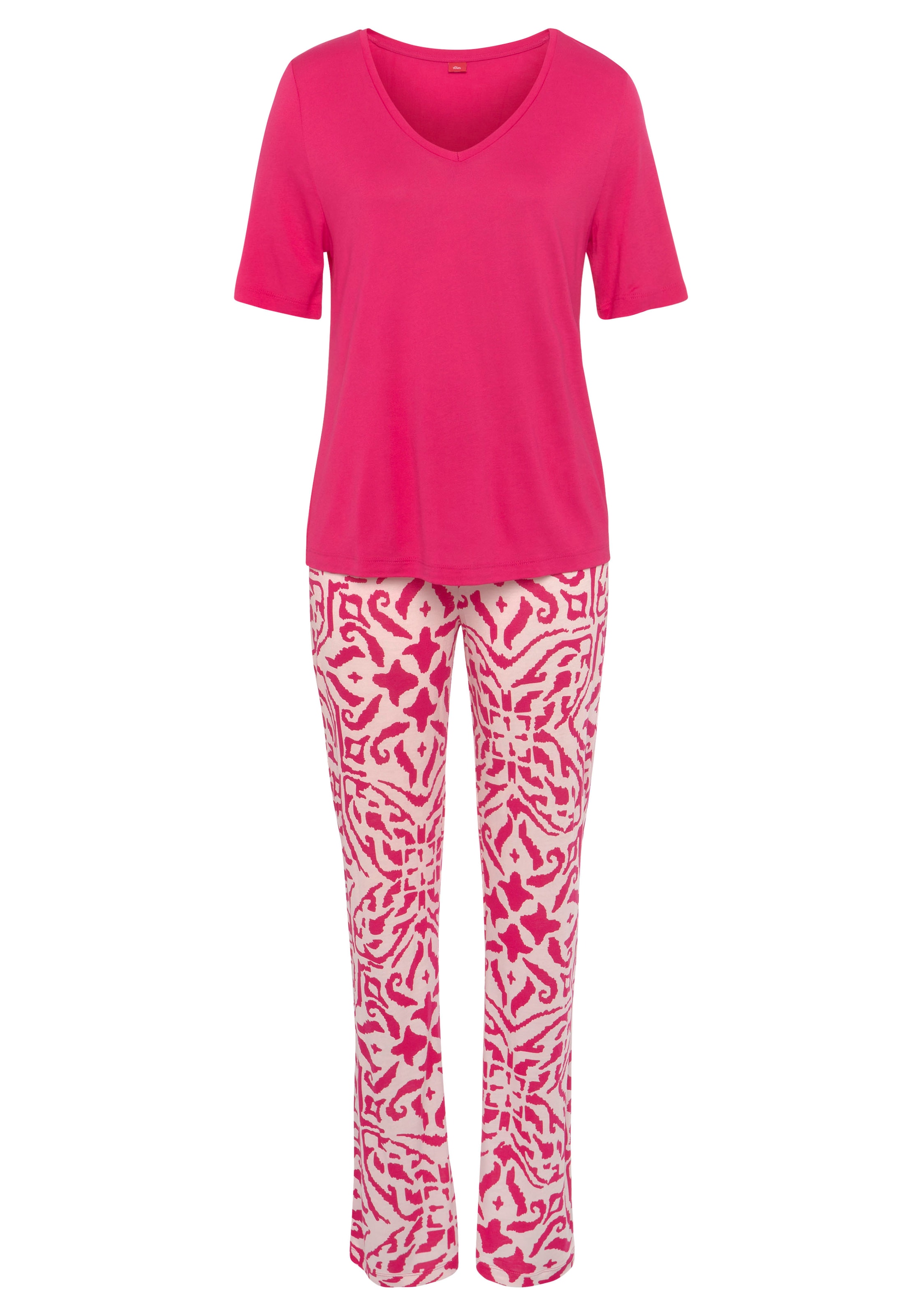 s.Oliver Pyjama, (2 tlg.), mit floralem Ethno-Muster