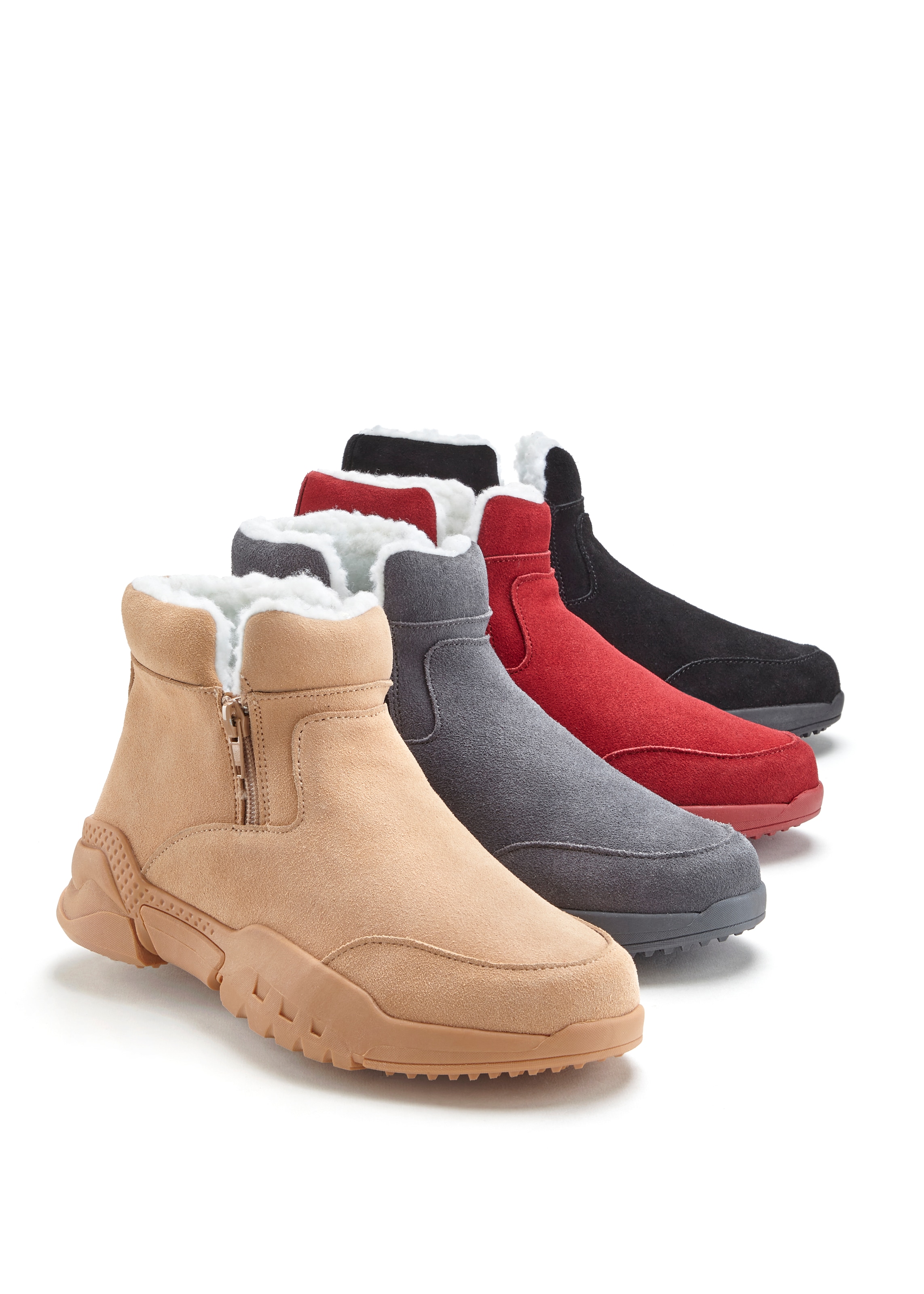 Vivance Stiefelette  aus Veloursleder und mit Warmfutter, Winterstiefel, Stiefel, Boots