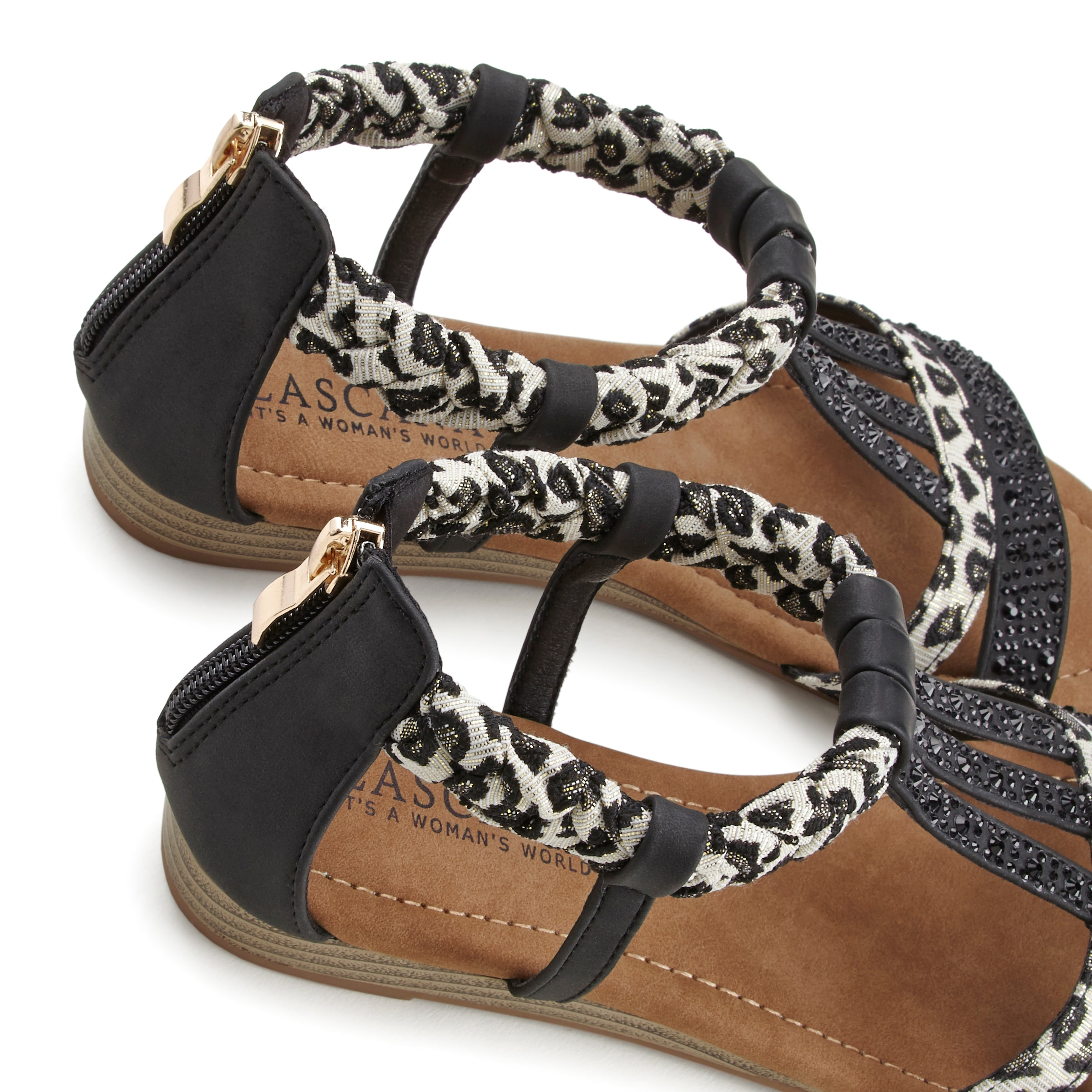 LASCANA Sandale »Sommerschuh«, Sandalette, Sommerschuh mit Verzierung und kleinem Keilabsatz VEGAN