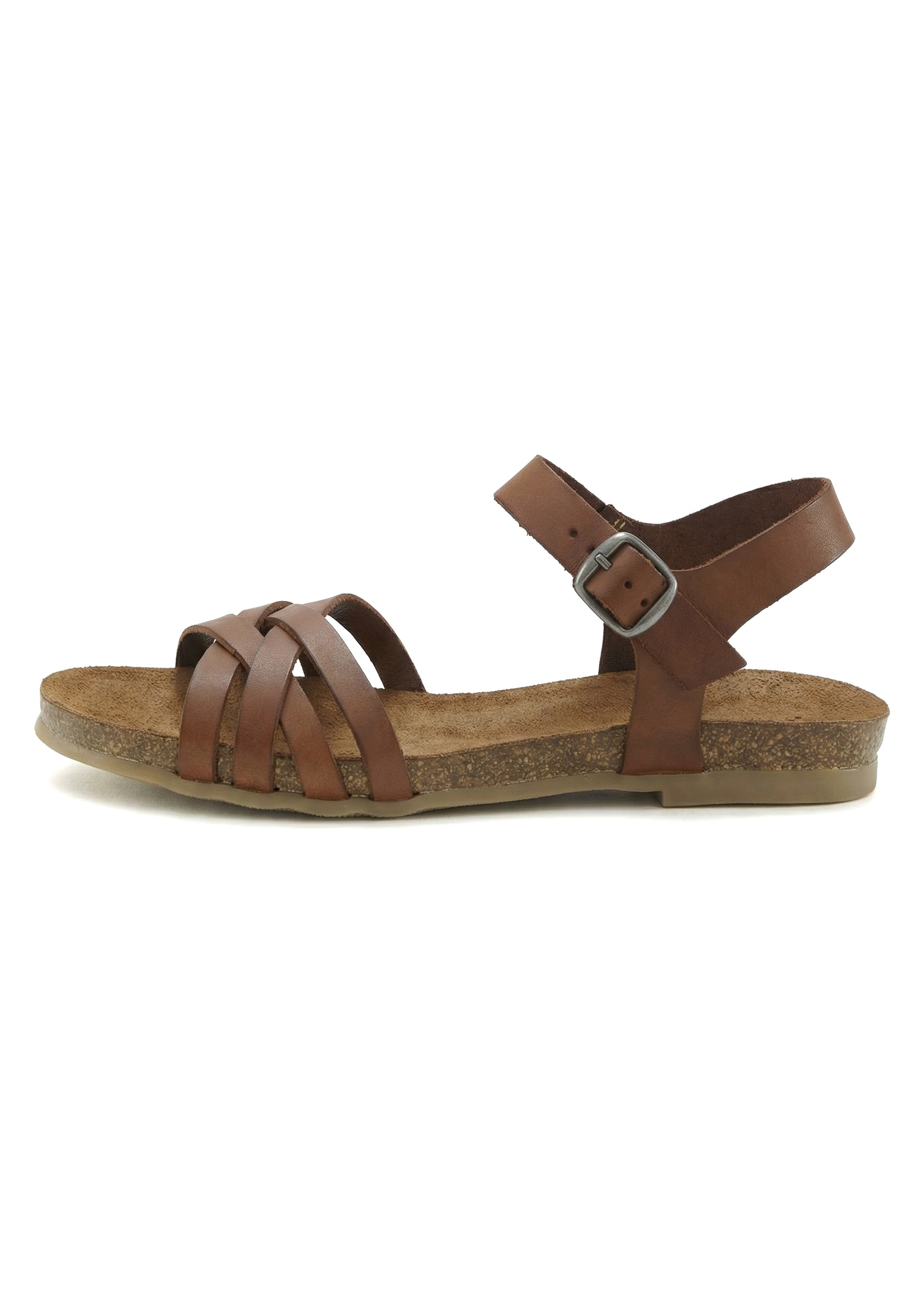 LASCANA Sandale »Sandalette, Sommerschuh, offener Schuh,«  aus Leder mit Korkfussbett