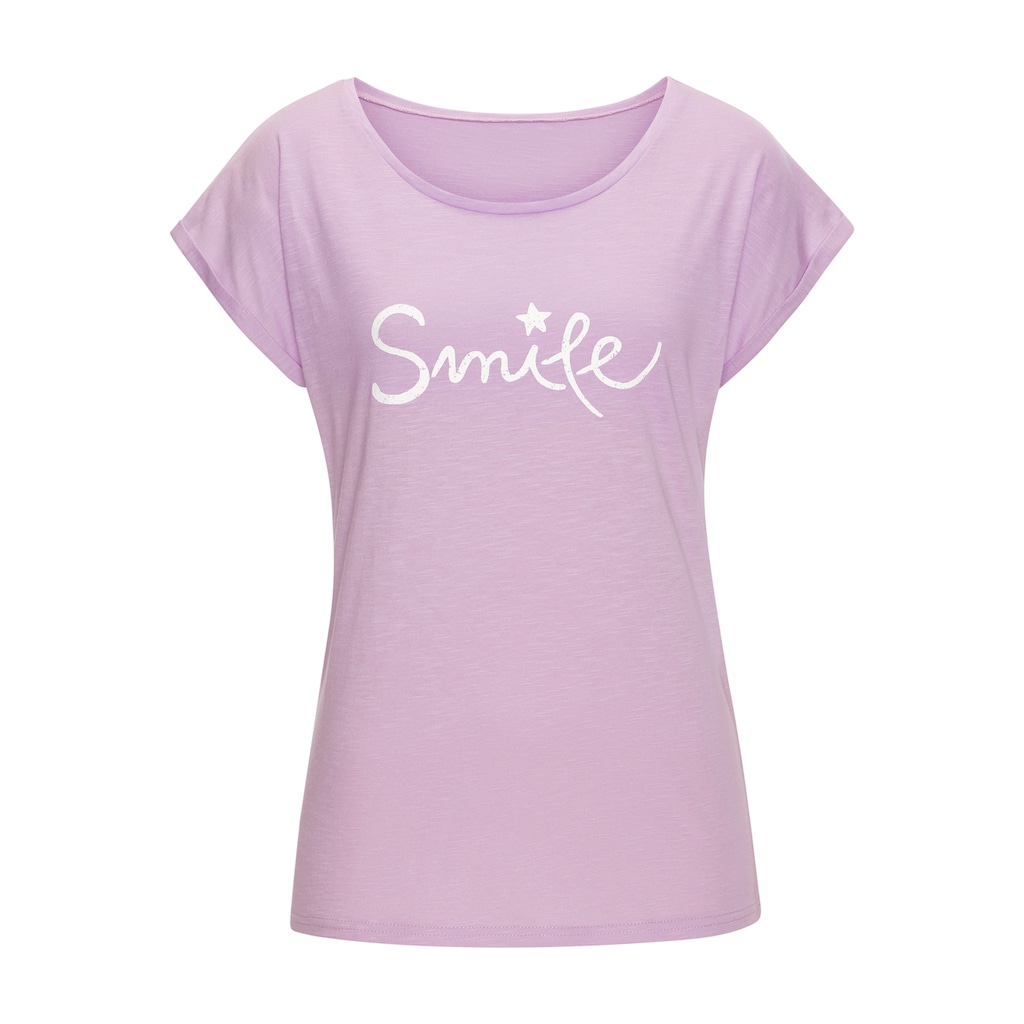 Beachtime T-Shirt »mit Frontdruck "Smile"«, aus weicher Baumwoll-Qualität