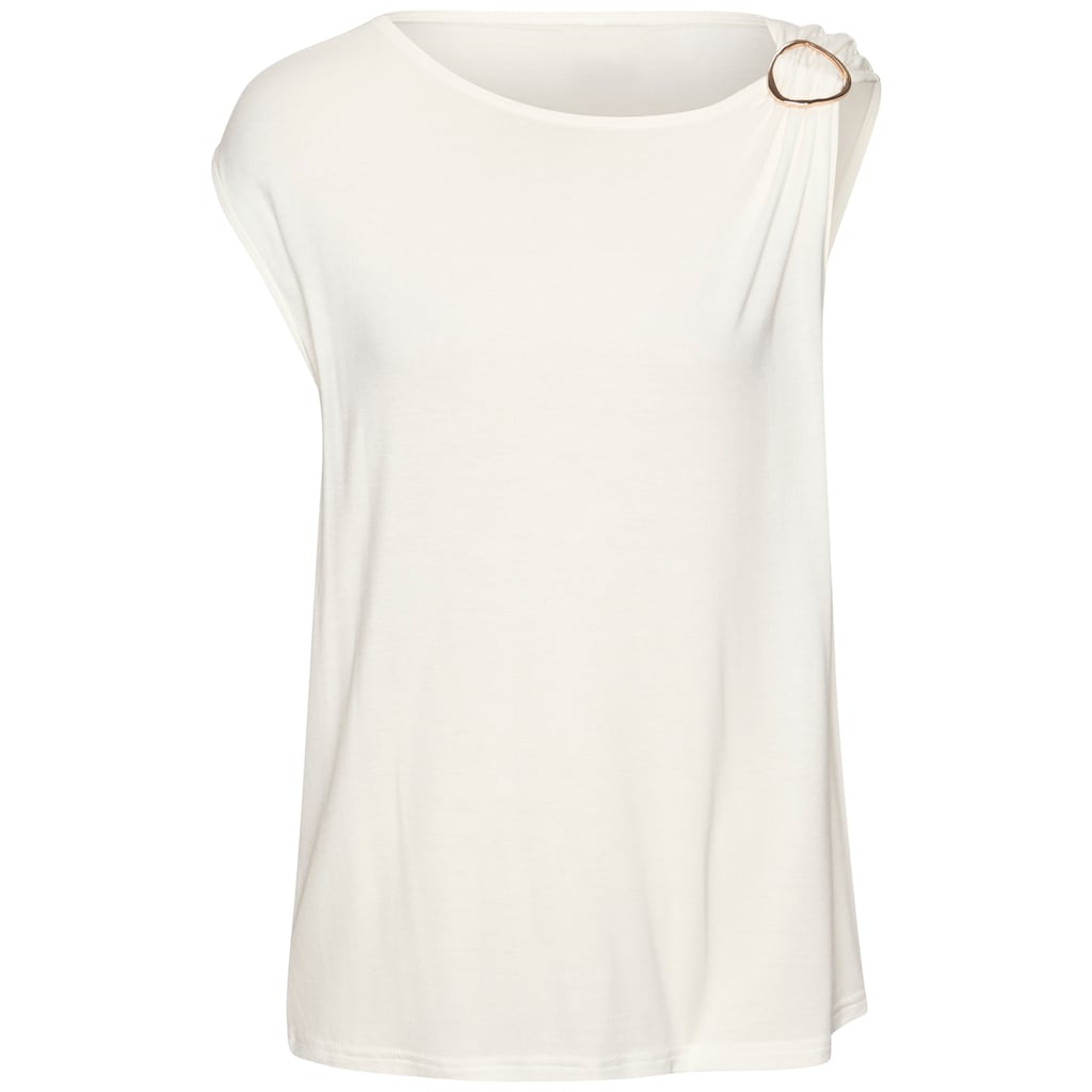 Vivance Kurzarmshirt, mit Zierschnalle, Sommertop, casual
