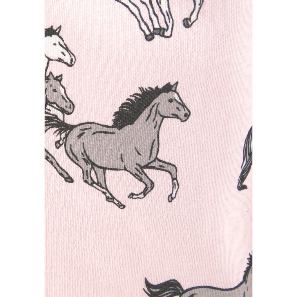 petite fleur Pyjama, (2 tlg., 1 Stück), Schlafanzug in langer Form mit Pferde Print
