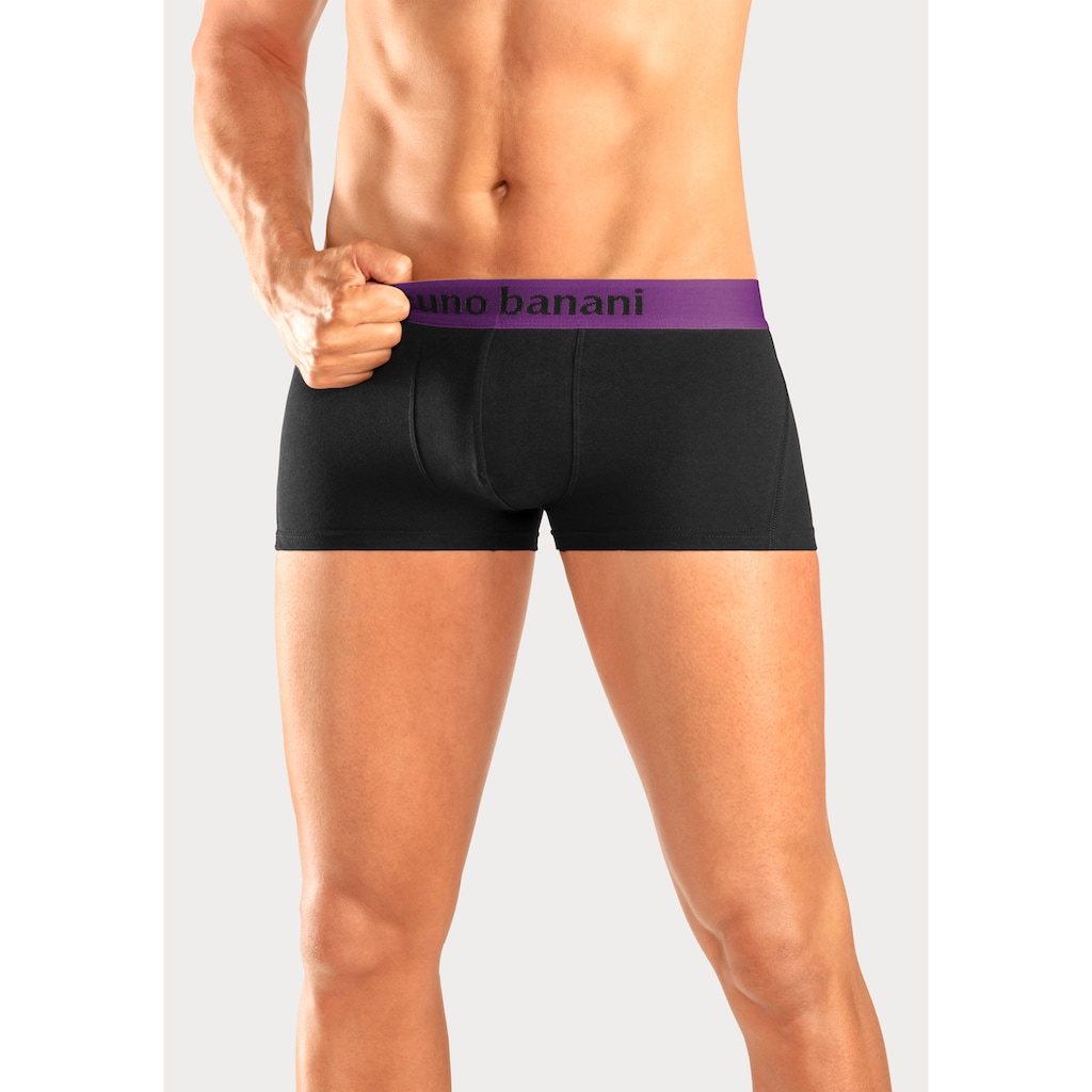 Bruno Banani Hipster, (Packung, 4 St.), knapp sitzende Boxershorts mit Logo Webbund aus Baumwollmischung