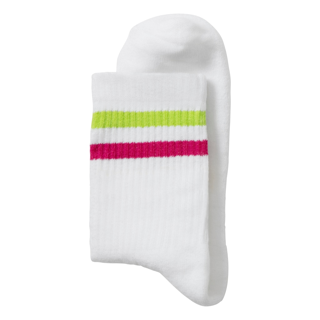 LASCANA Tennissocken, (Packung, 3 Paar), mit Frotteesohle und Stickerei