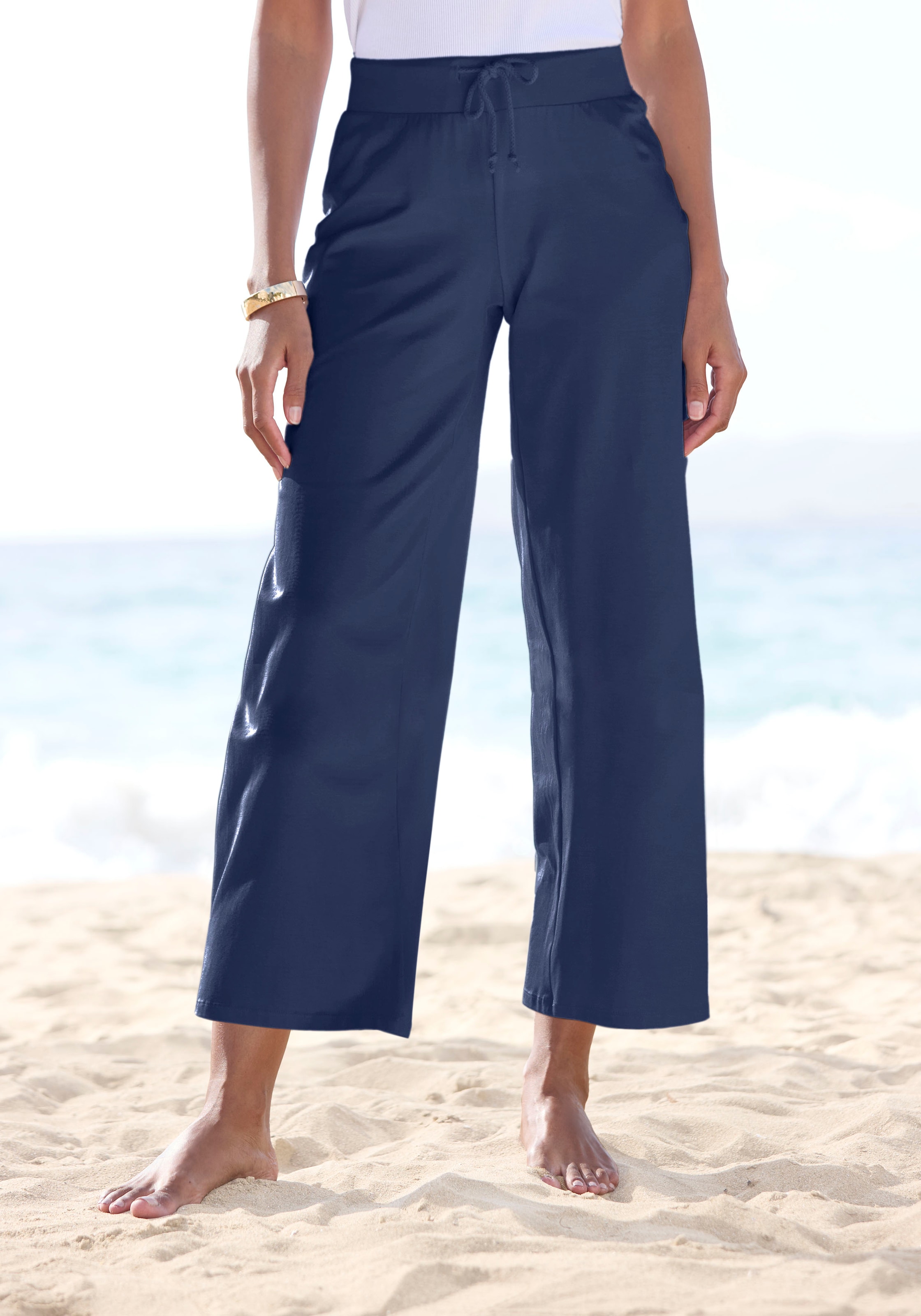 Beachtime 7/8-Strandhose aus weichem Jersey, Wide-Leg, Jogginghose, Relaxhose