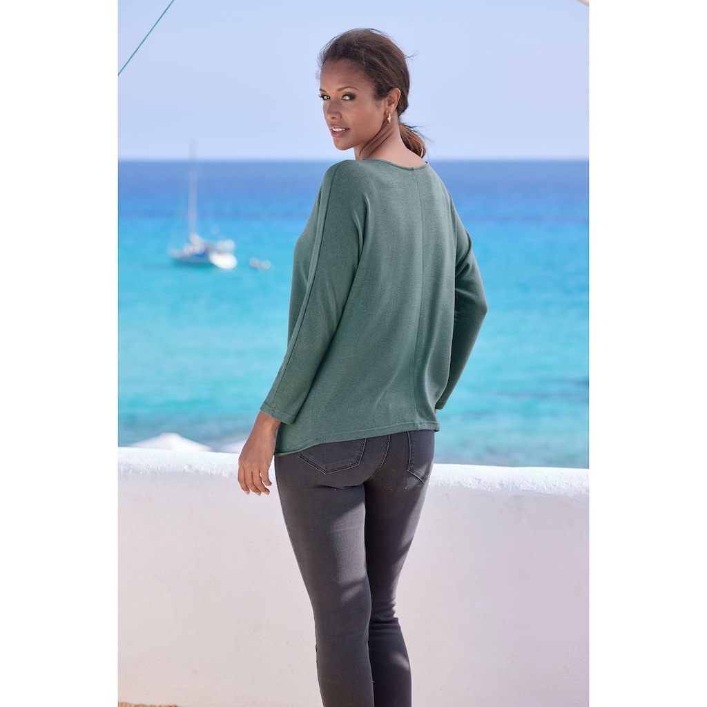 LASCANA Langarmshirt »mit Fledermausärmeln«, aus weichem Viskose-Feinstrick