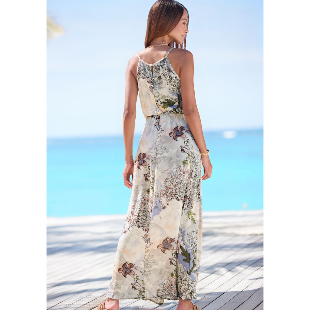Buffalo Maxikleid, mit Alloverprint, leichtes Sommerkleid, fliessendes Strandkleid