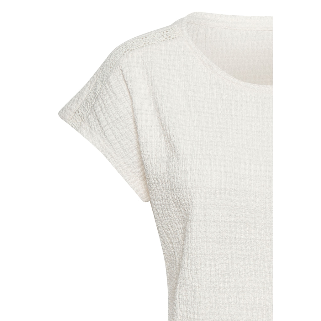 Vivance Kurzarmshirt »mit dekorativem Häkeleinsatz«, (2er-Pack), aus bügelfreier Crêpe-Qualität