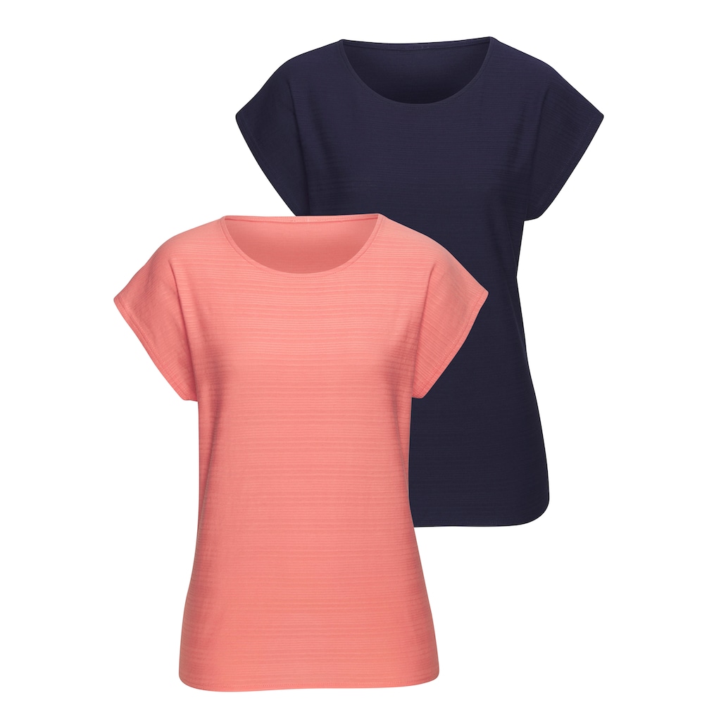 Vivance T-Shirt »mit modischer Streifenstruktur«, (Packung), aus weicher Baumwoll-Qualität