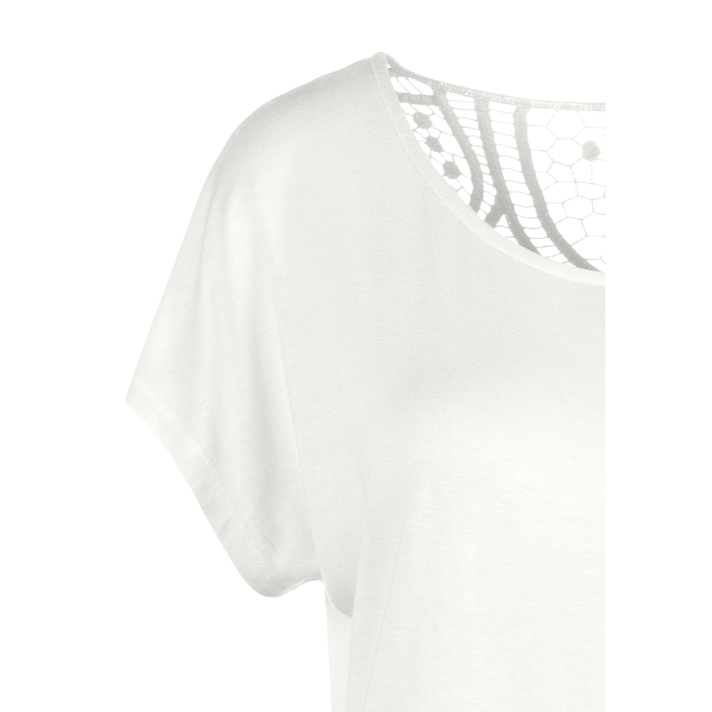 Vivance Kurzarmshirt »mit Häkelspitze am Rücken«, aus weichem Viskose-Stretch