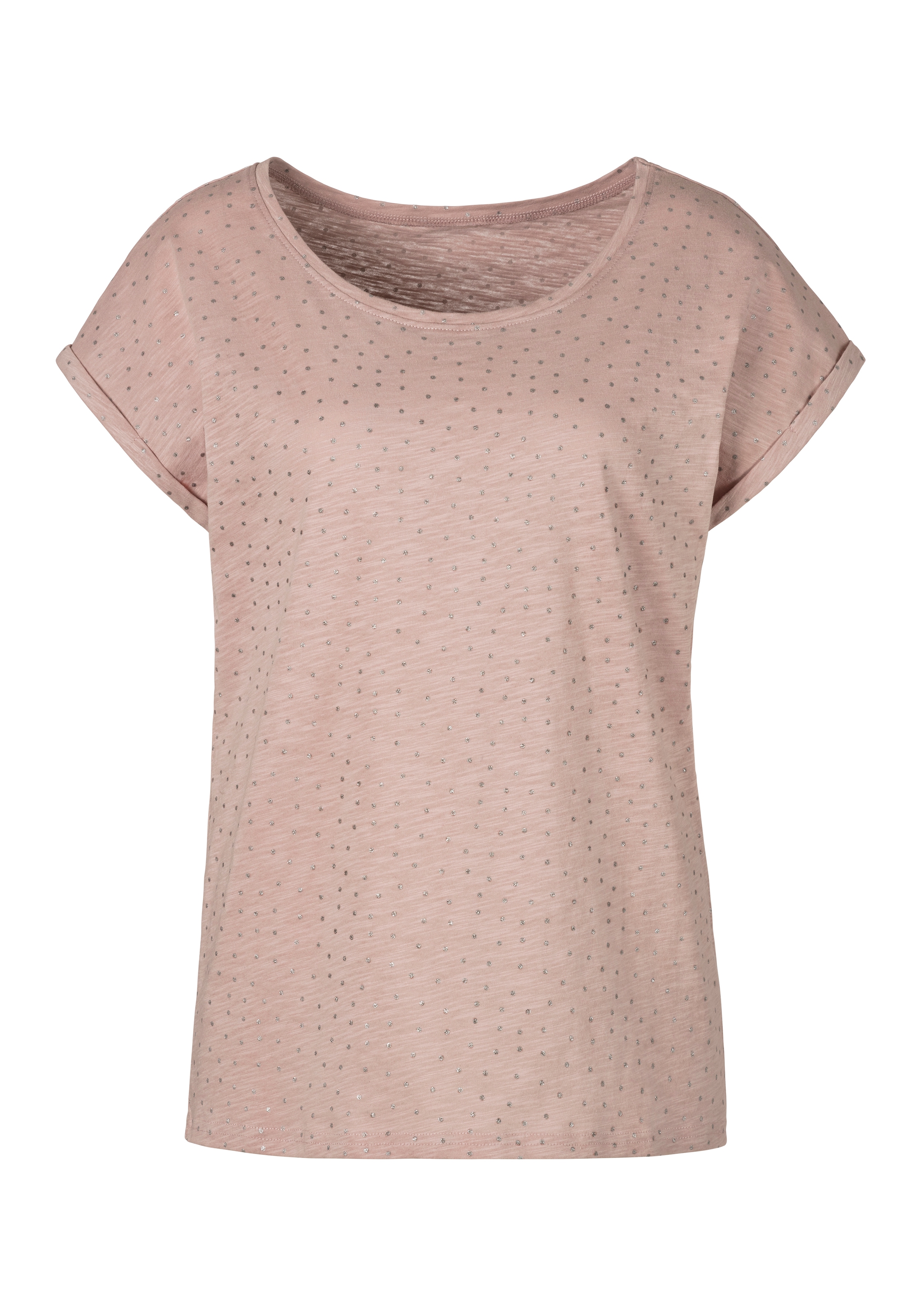 Vivance Kurzarmshirt »mit silbrigen Glitzerpünktchen«, aus weicher Baumwoll-Qualität