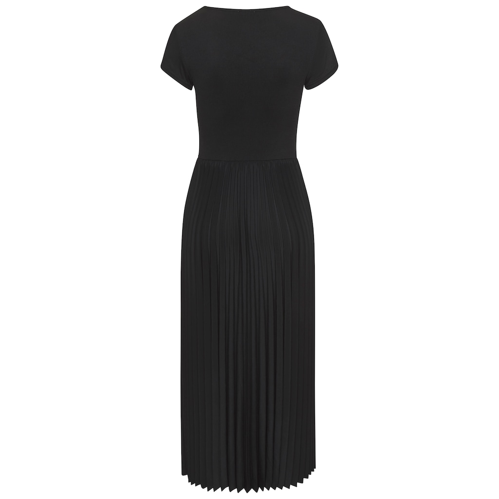 LASCANA Midikleid, mit Plisseerockteil, Basic, modisch