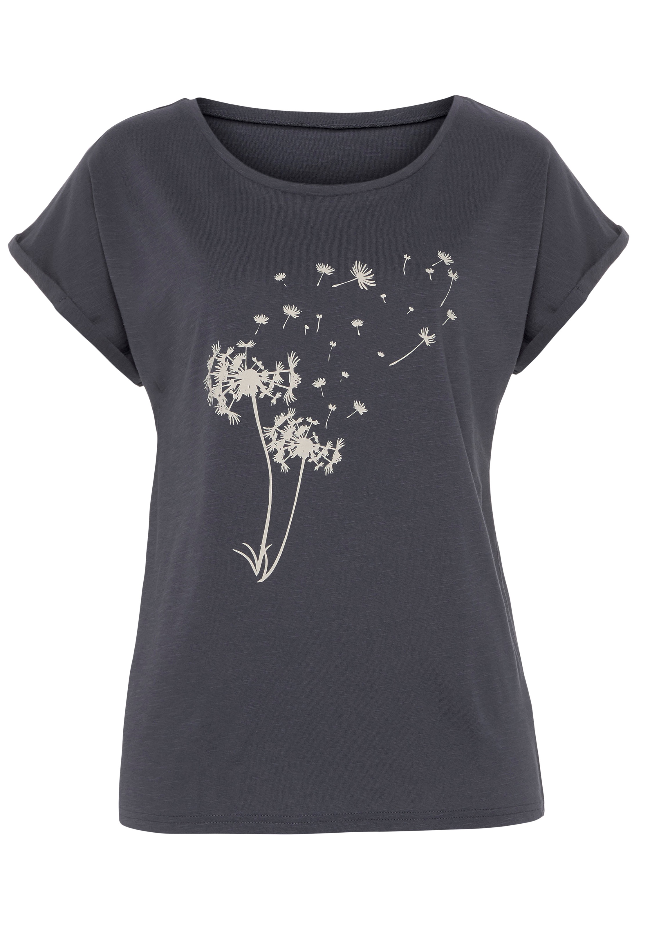 Vivance T-Shirt "mit Frontdruck "Pusteblume"" aus reiner Baumwolle mit Pusteblumen Print