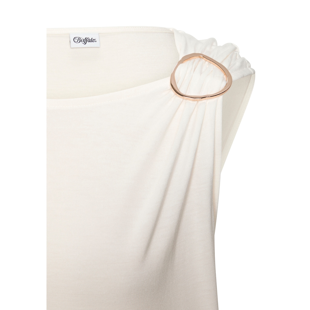 Vivance Kurzarmshirt, mit Zierschnalle, Sommertop, casual