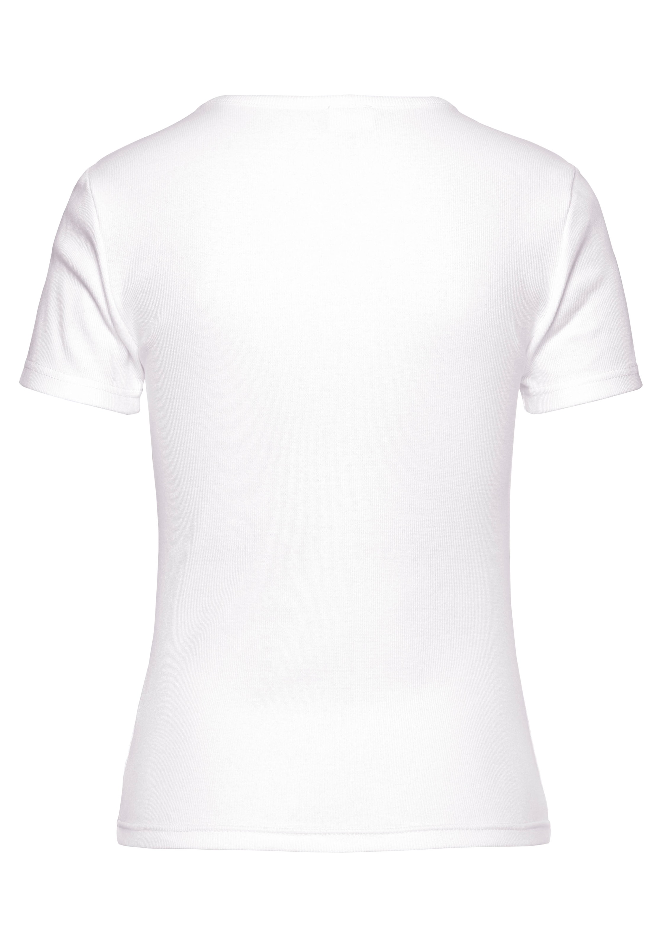 Buffalo Kurzarmshirt aus feiner Rippware, Cut-Out-Detail, T-Shirt aus Baumwolle, Basic